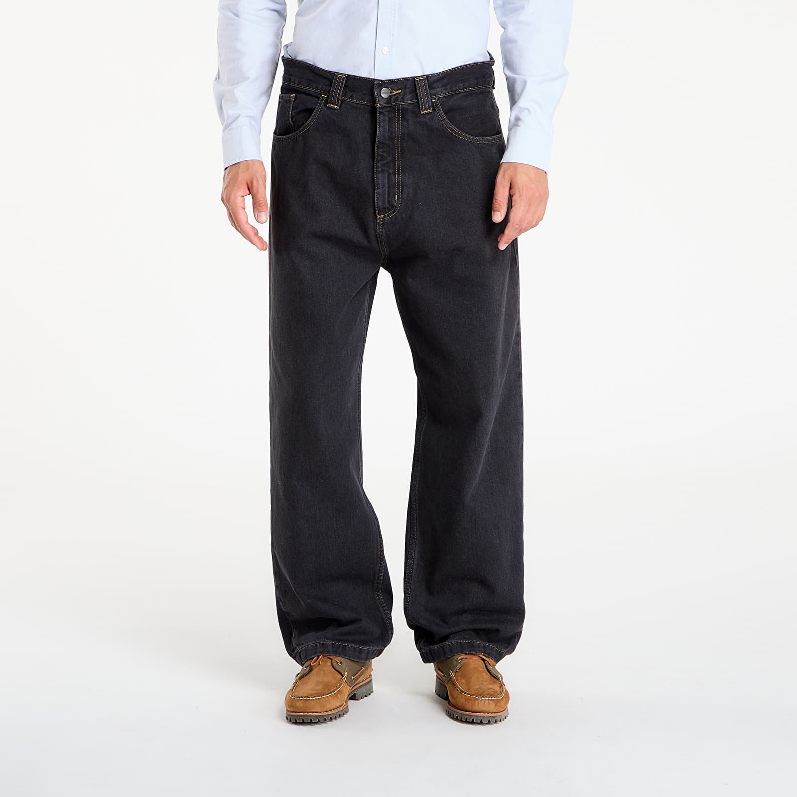 Férfi farmerek Carhartt WIP Brandon Pant Black Stone Washed
