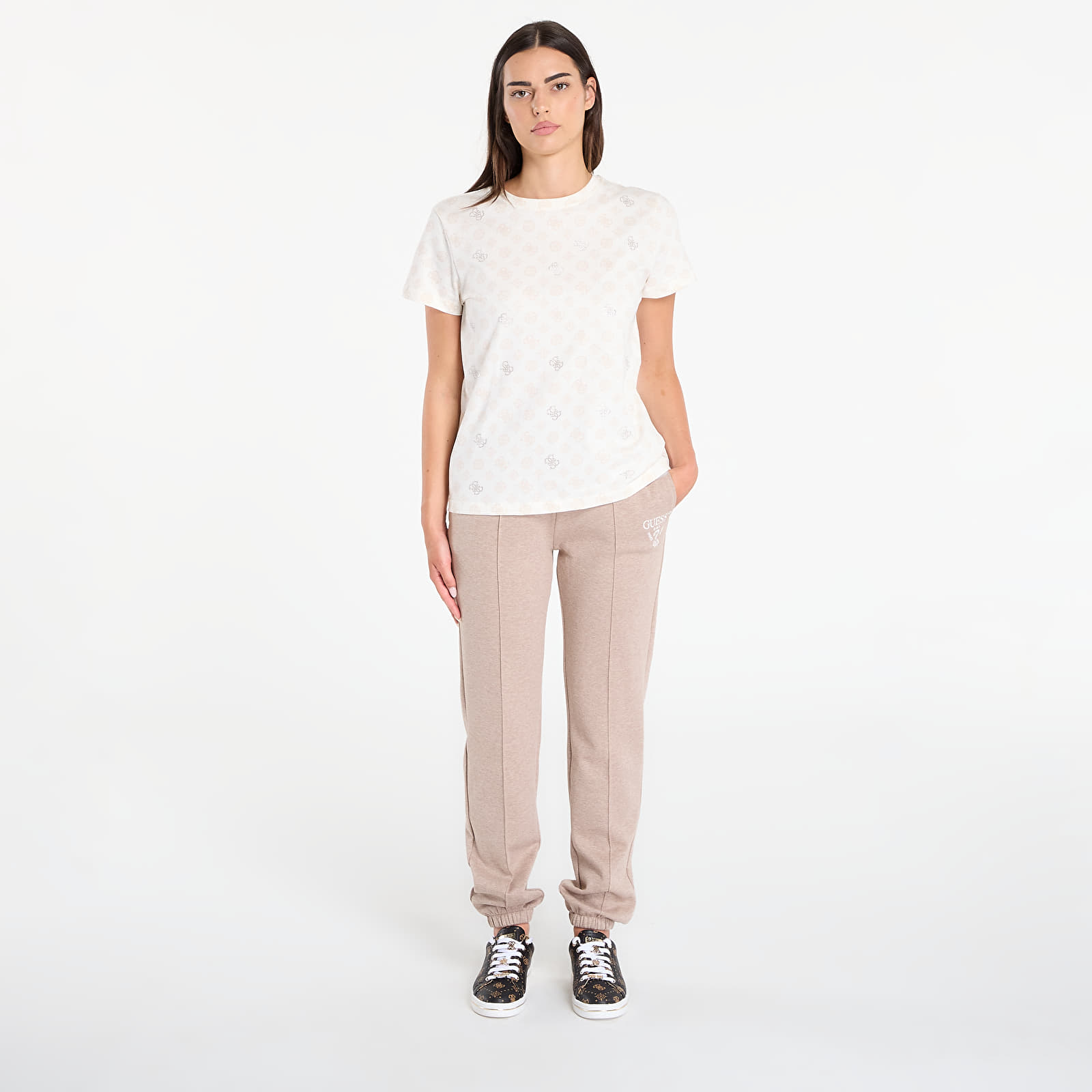 Kalhoty GUESS Roberta Cuff Long Pants Beige