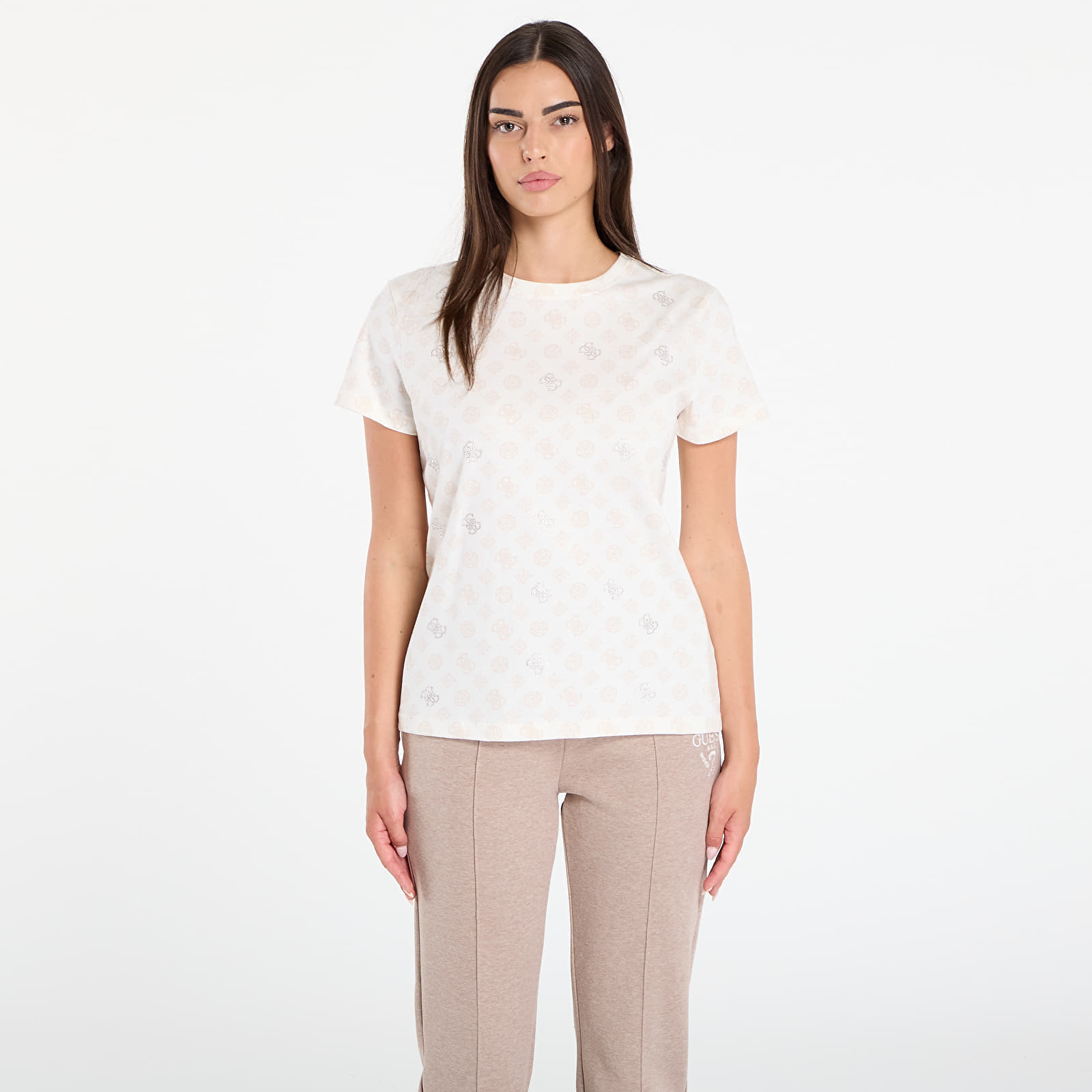 Tricou GUESS Gloria Peony Ss T-Shirt Beige XS