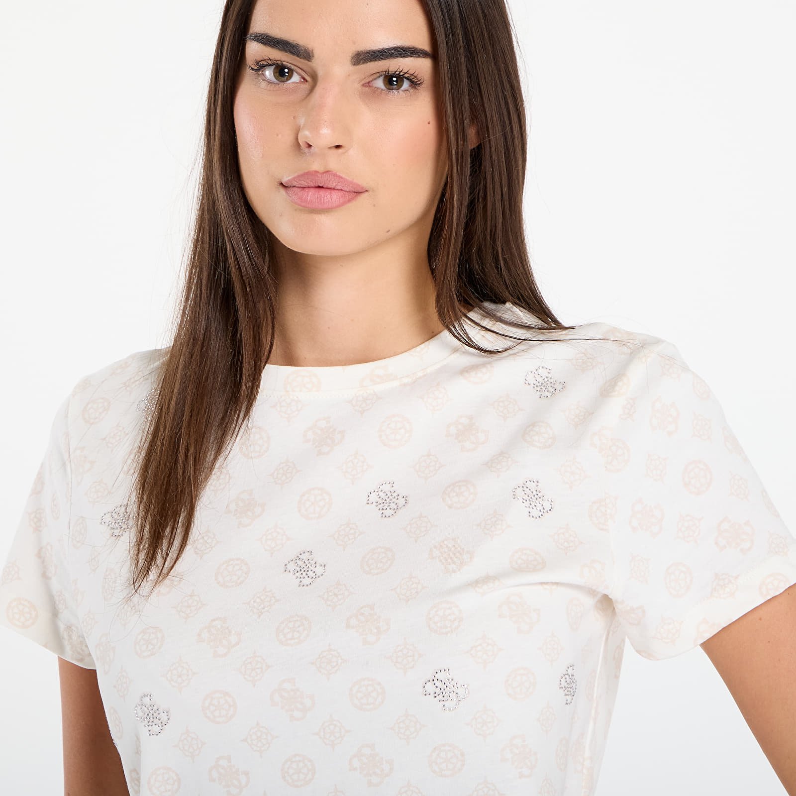 Тениски GUESS Gloria Peony Ss T-Shirt Beige