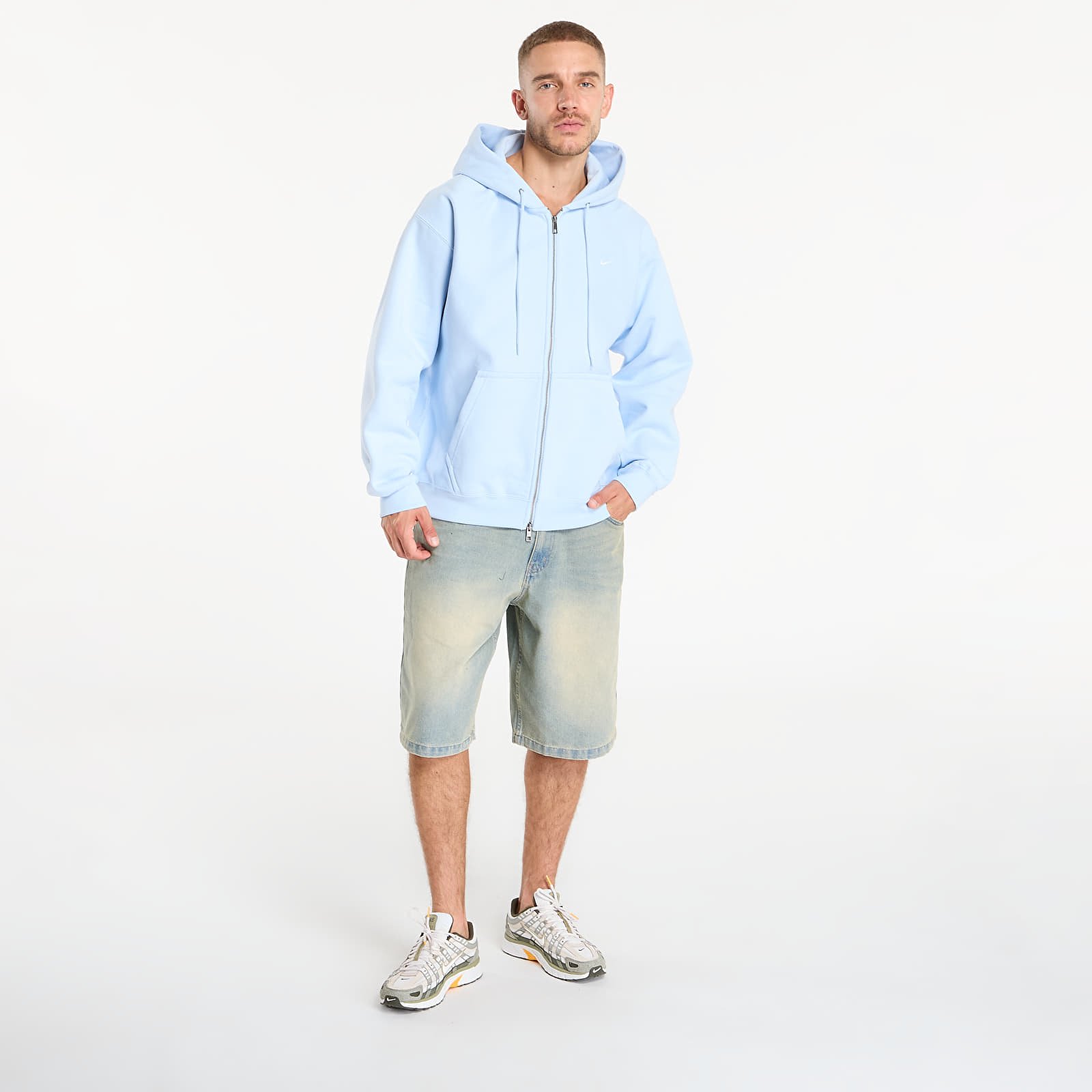 Hoodies voor heren Nike Solo Swoosh Men's Full-Zip Fleece Hoodie Celestine Blue/ Celestine Blue/ White