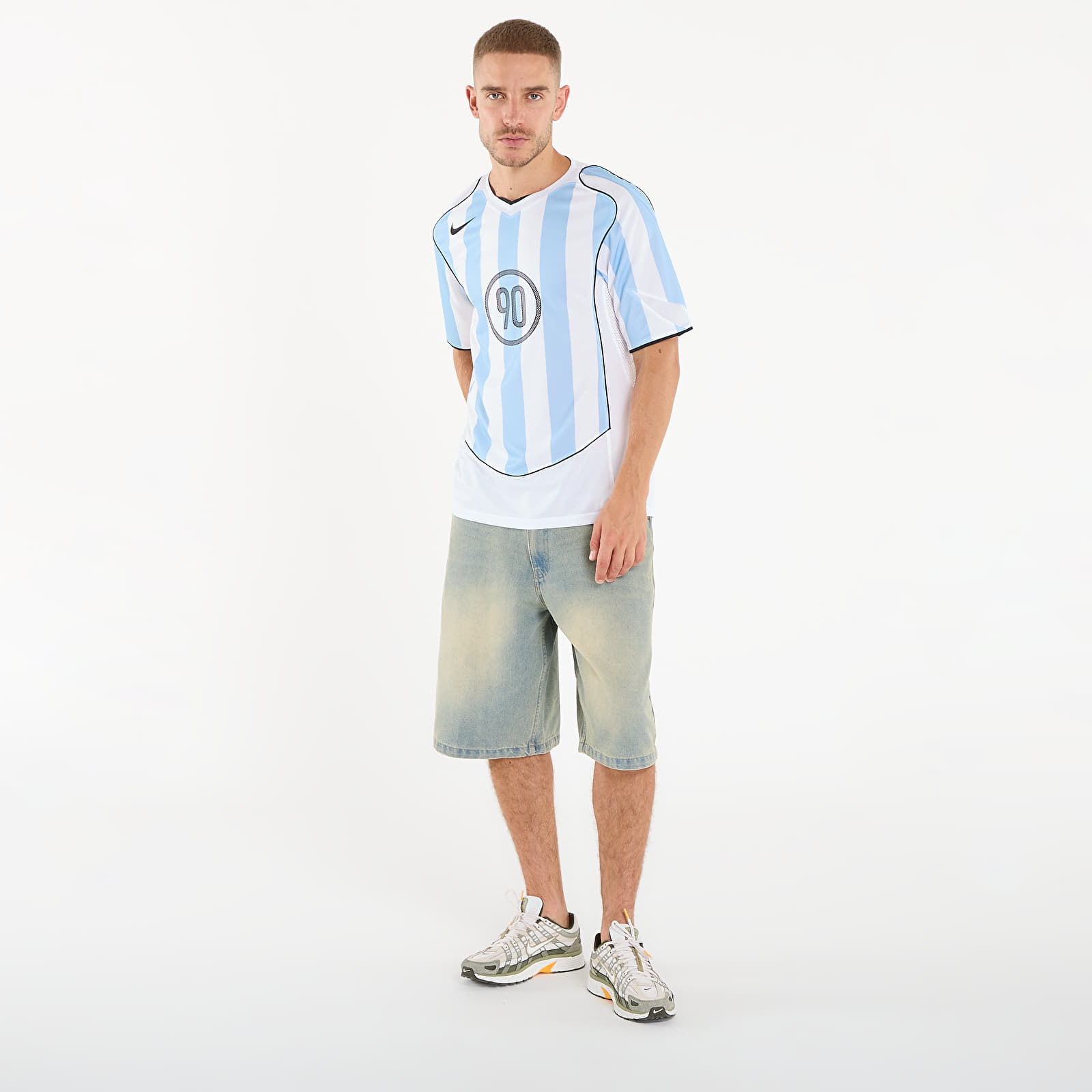 Trikots für Männer Nike Total 90 Men's Dri-FIT Soccer Jersey Psychic Blue/ White/ Black/ Black