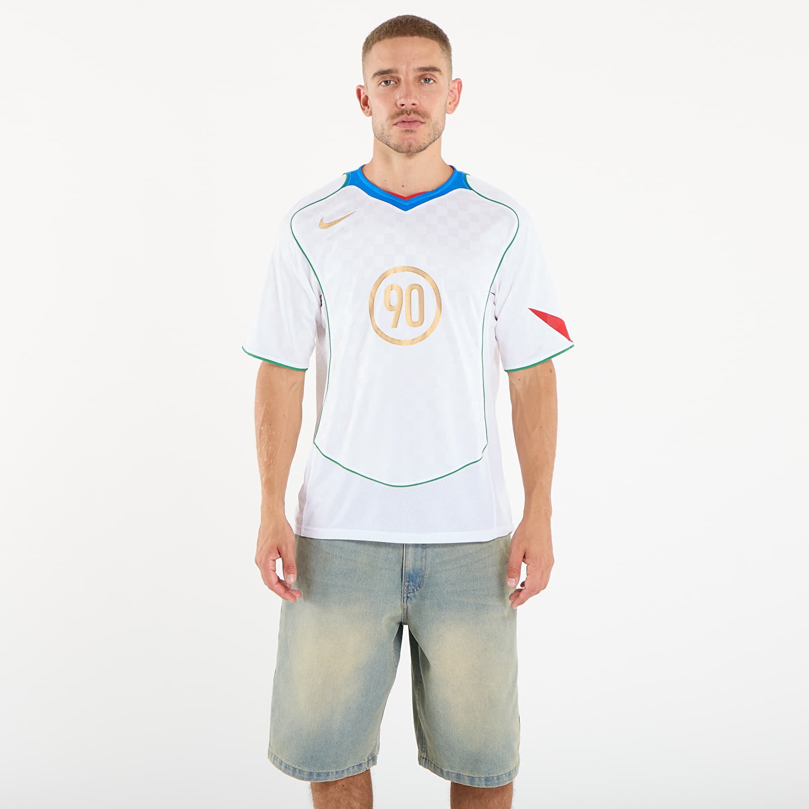 Trikots für Männer Nike Total 90 Men's Dri-FIT Soccer Jersey White/ Italy Blue/ Sport Red/ Metallic Gold