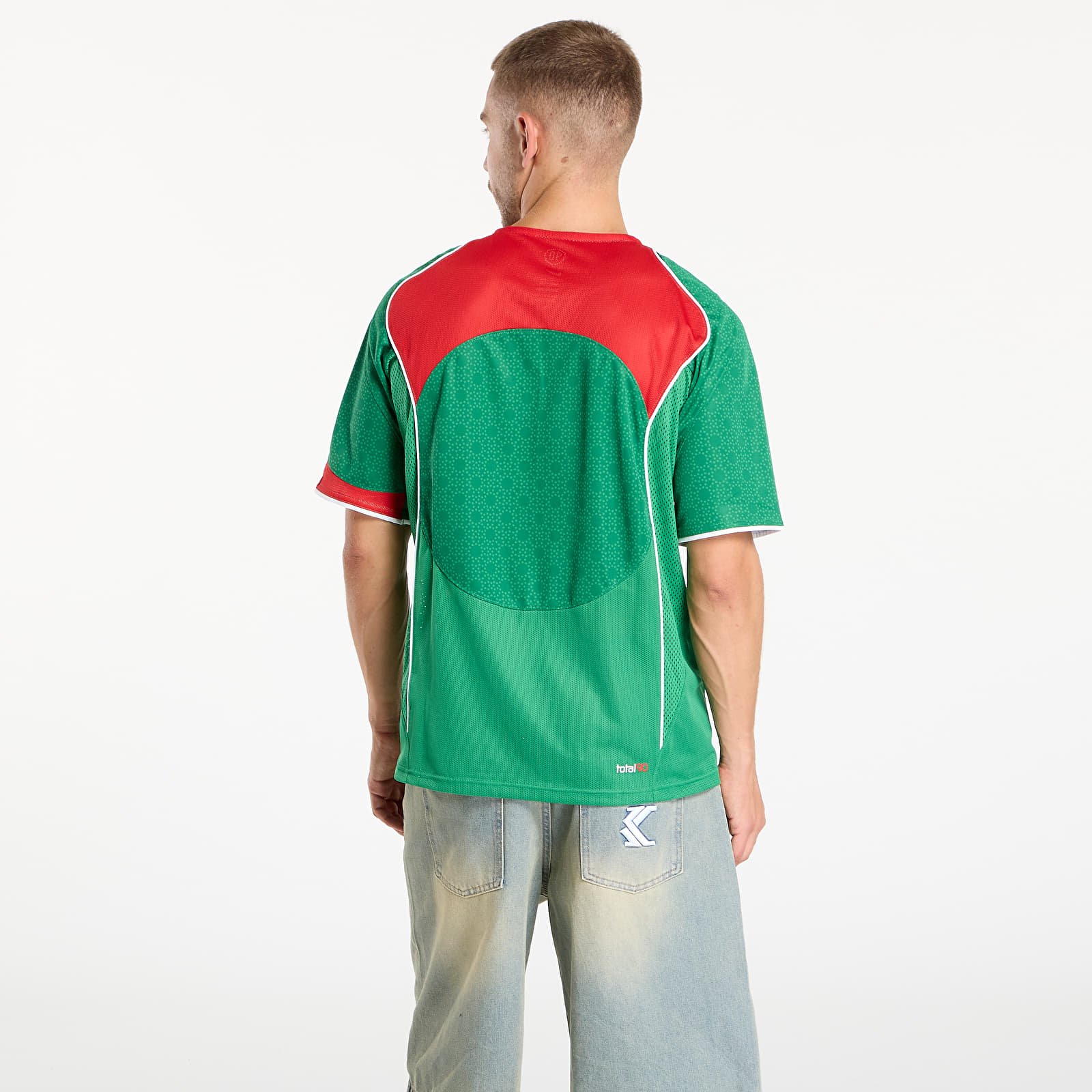 Camisetas de hombre Nike Total 90 Men's Dri-FIT Soccer Jersey Classic Green/ Sport Red/ White/ White