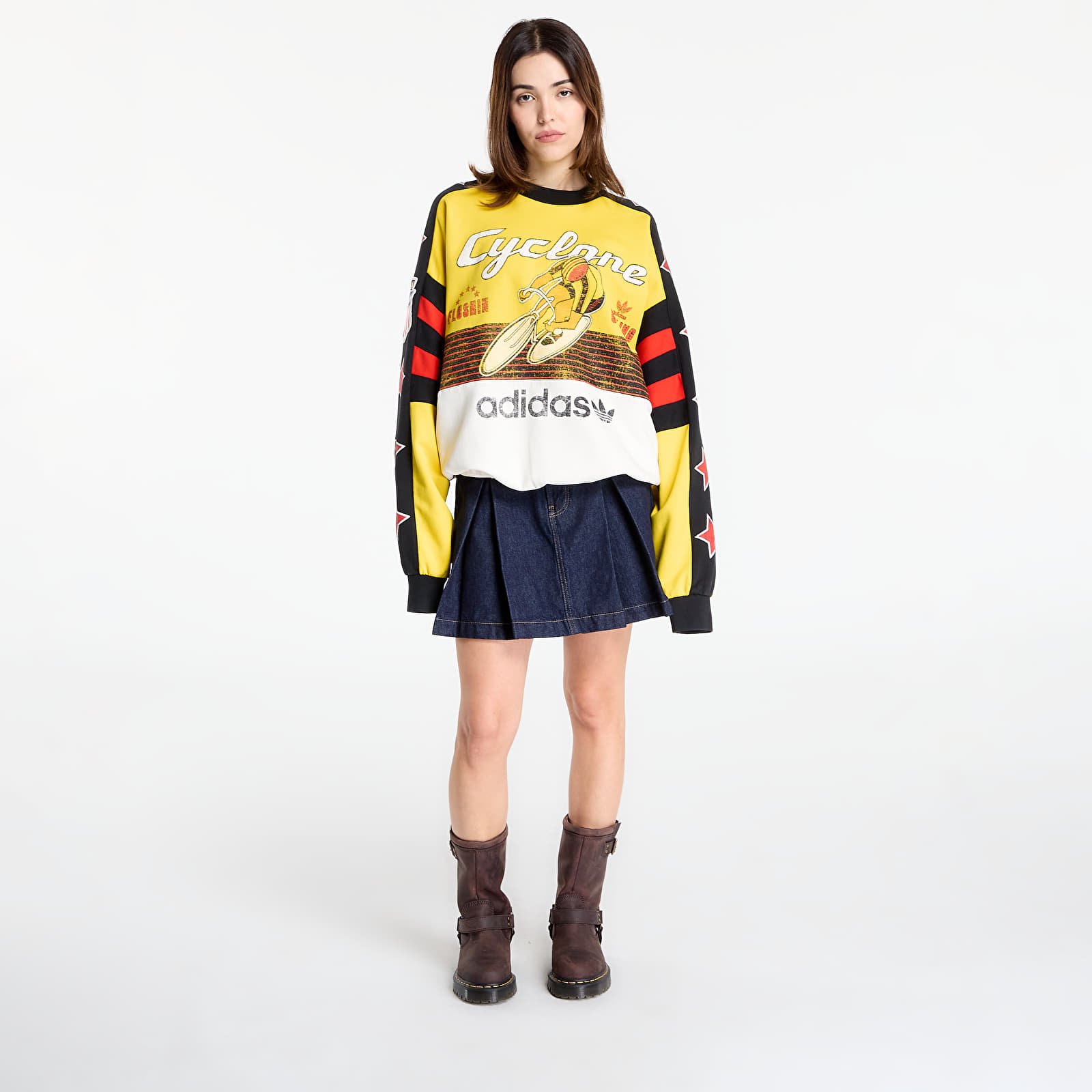 Felpe e maglioni da donna adidas Archive Cycling Sweatshirt Eqt Yellow/ Cloud White/ Black