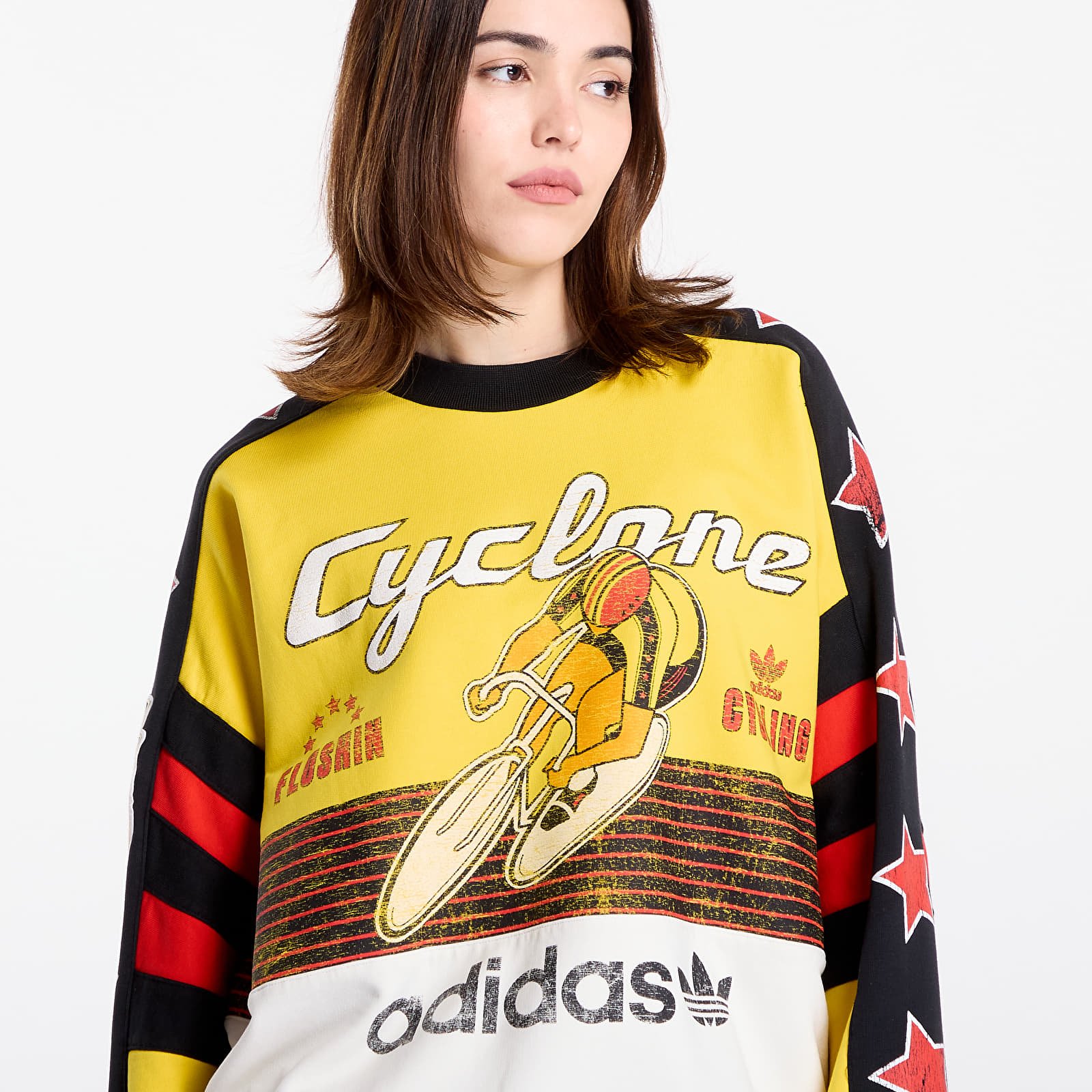 Felpe e maglioni da donna adidas Archive Cycling Sweatshirt Eqt Yellow/ Cloud White/ Black