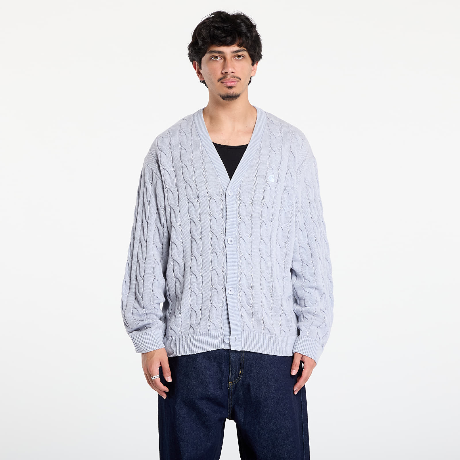 Kapuzenpullover und Sweatshirts für Männer Carhartt WIP Carter Cardigan Blue Fog Garment Dyed