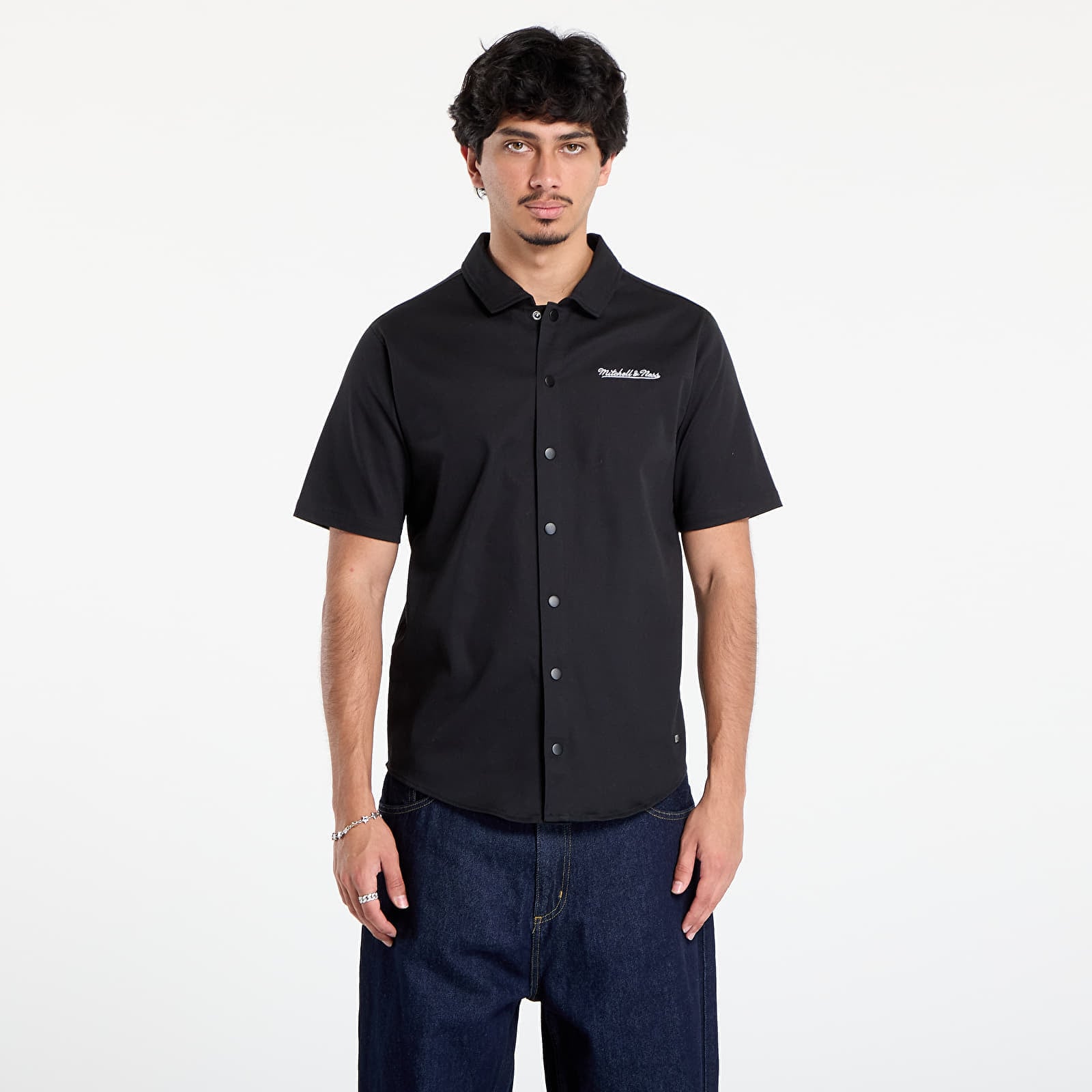 Camasa Mitchell & Ness Branded M&n Ss Button Up Black L