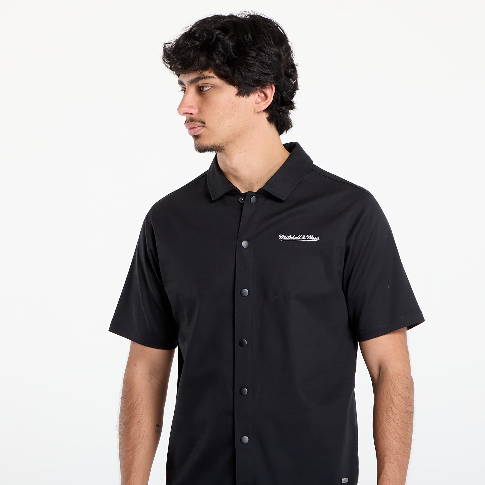 Skjortor för män Mitchell & Ness Branded M&n Ss Button Up Black