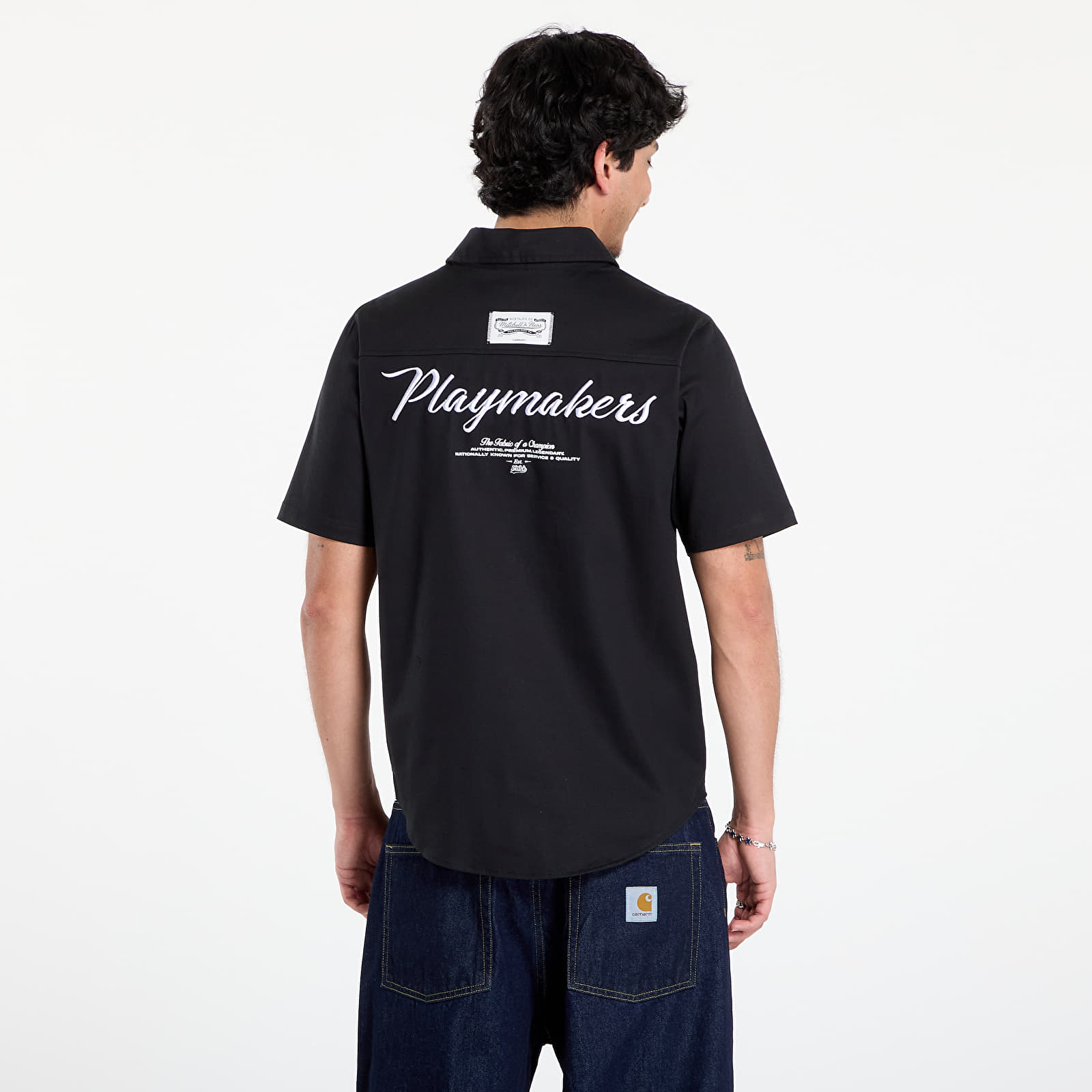 Skjortor för män Mitchell & Ness Branded M&n Ss Button Up Black