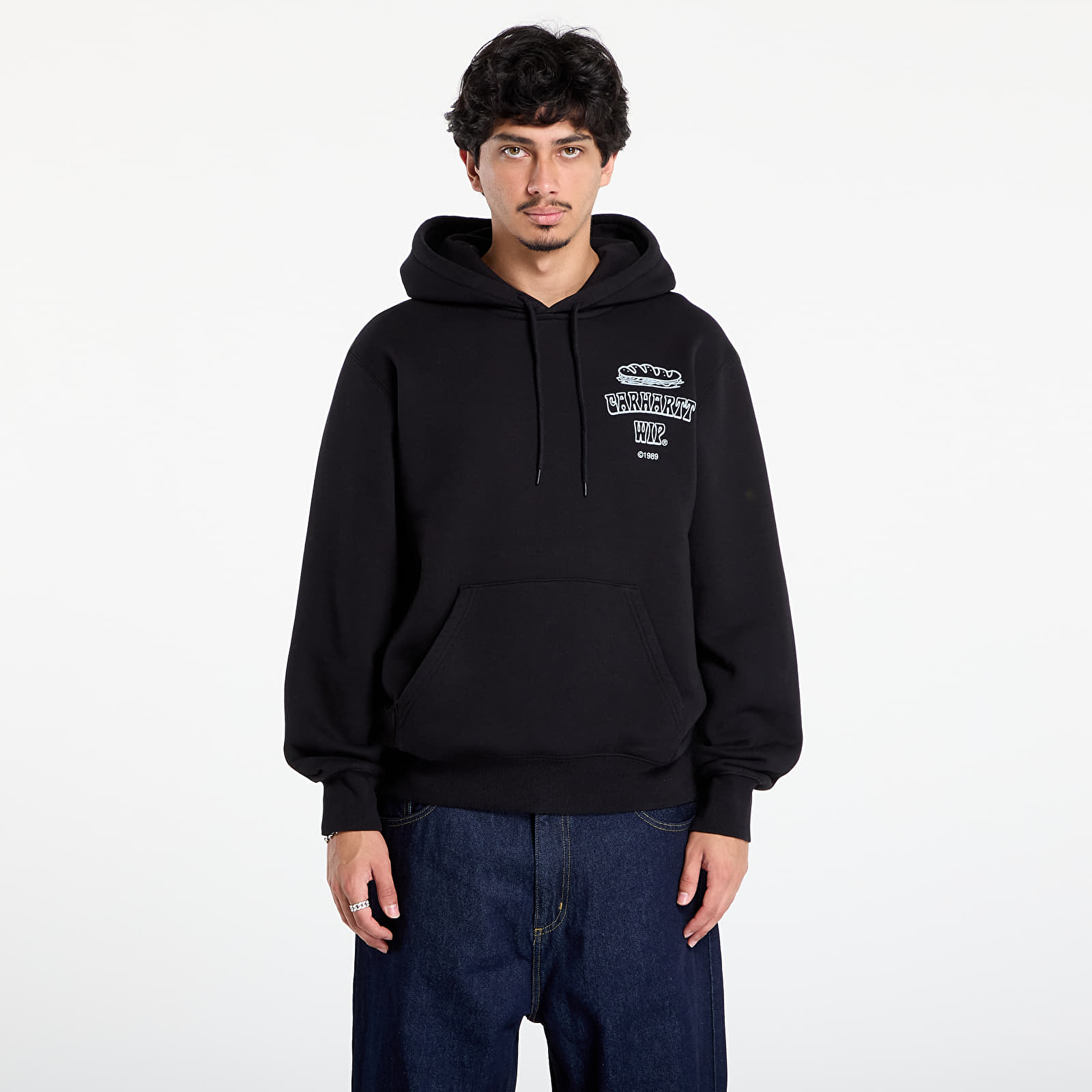 Men's sweatshirts Carhartt WIP Hooded Sandwich Sweat Black/ Blue Fog