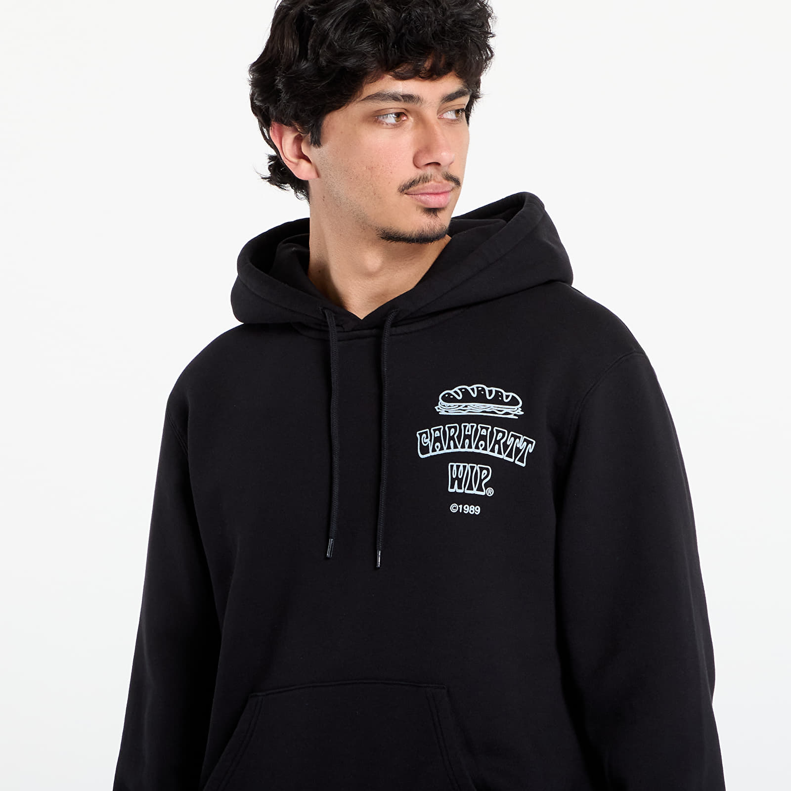 Men's sweatshirts Carhartt WIP Hooded Sandwich Sweat Black/ Blue Fog