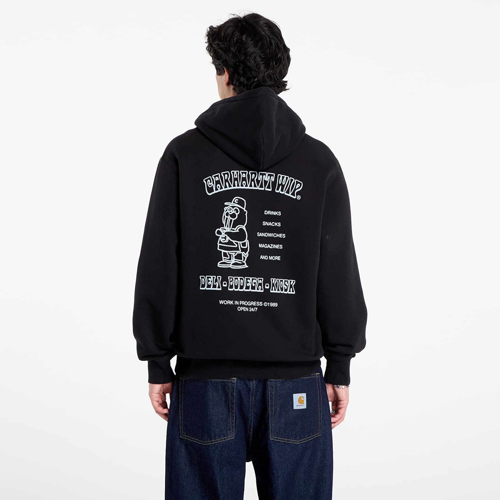 Men's sweatshirts Carhartt WIP Hooded Sandwich Sweat Black/ Blue Fog