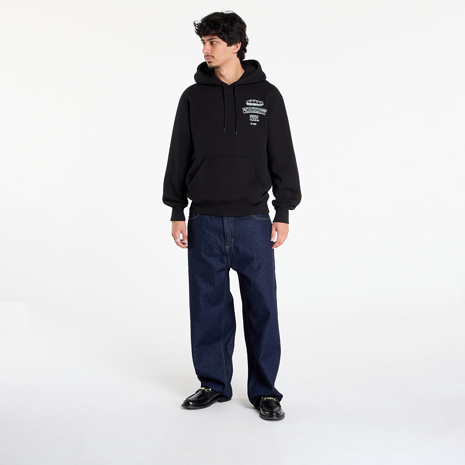 Men's sweatshirts Carhartt WIP Hooded Sandwich Sweat Black/ Blue Fog
