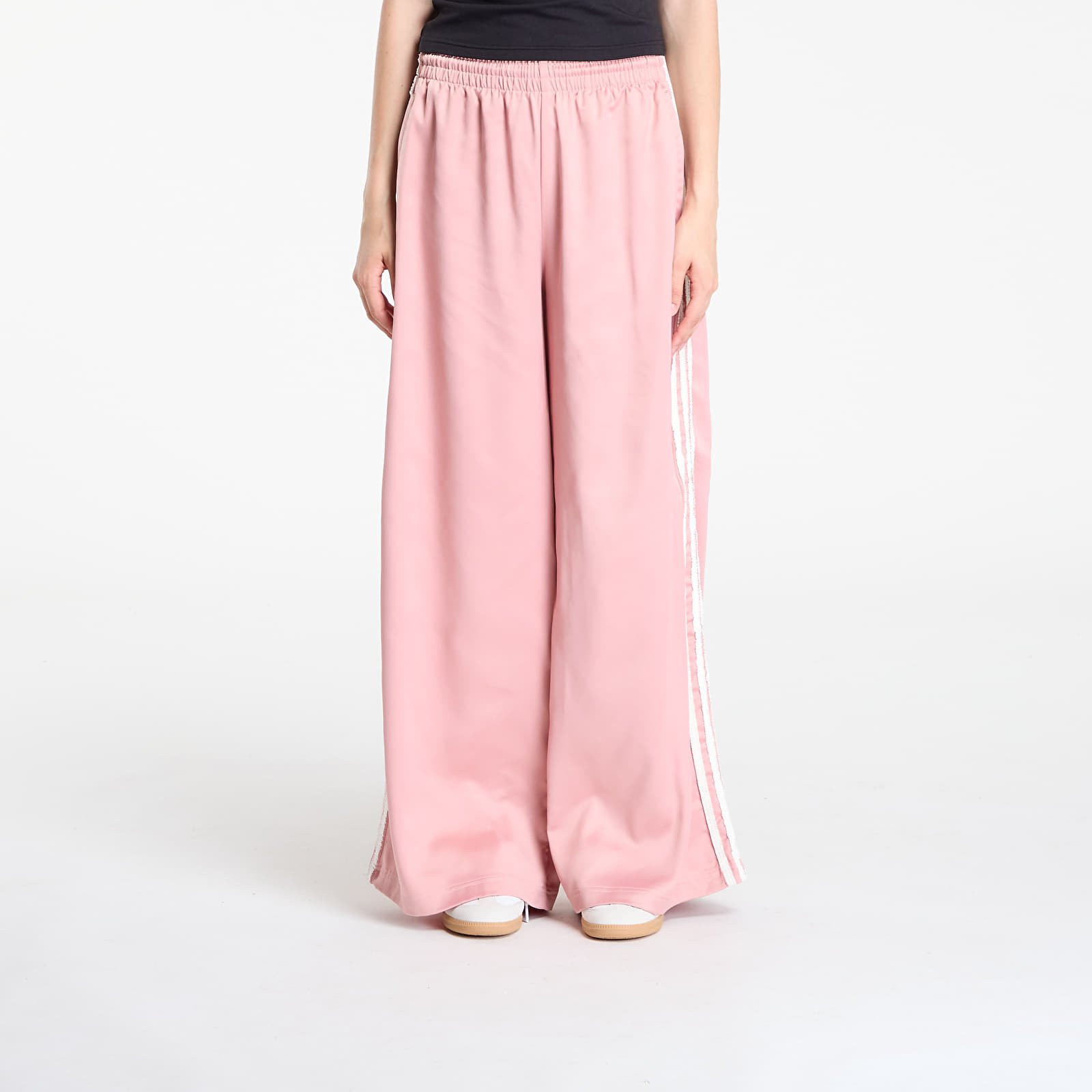 Pants adidas Originals Satin Wide Leg Tracksuit Bottoms Ruffle 3-Stripes Wonder Mauve/ Cream White
