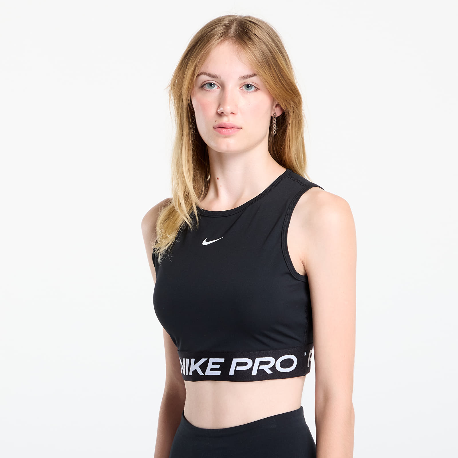 Women's tank tops Nike Pro Women's Dri-FIT Cropped Tank Top Black/ White