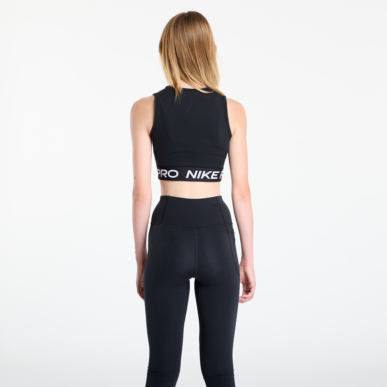 Women's tank tops Nike Pro Women's Dri-FIT Cropped Tank Top Black/ White