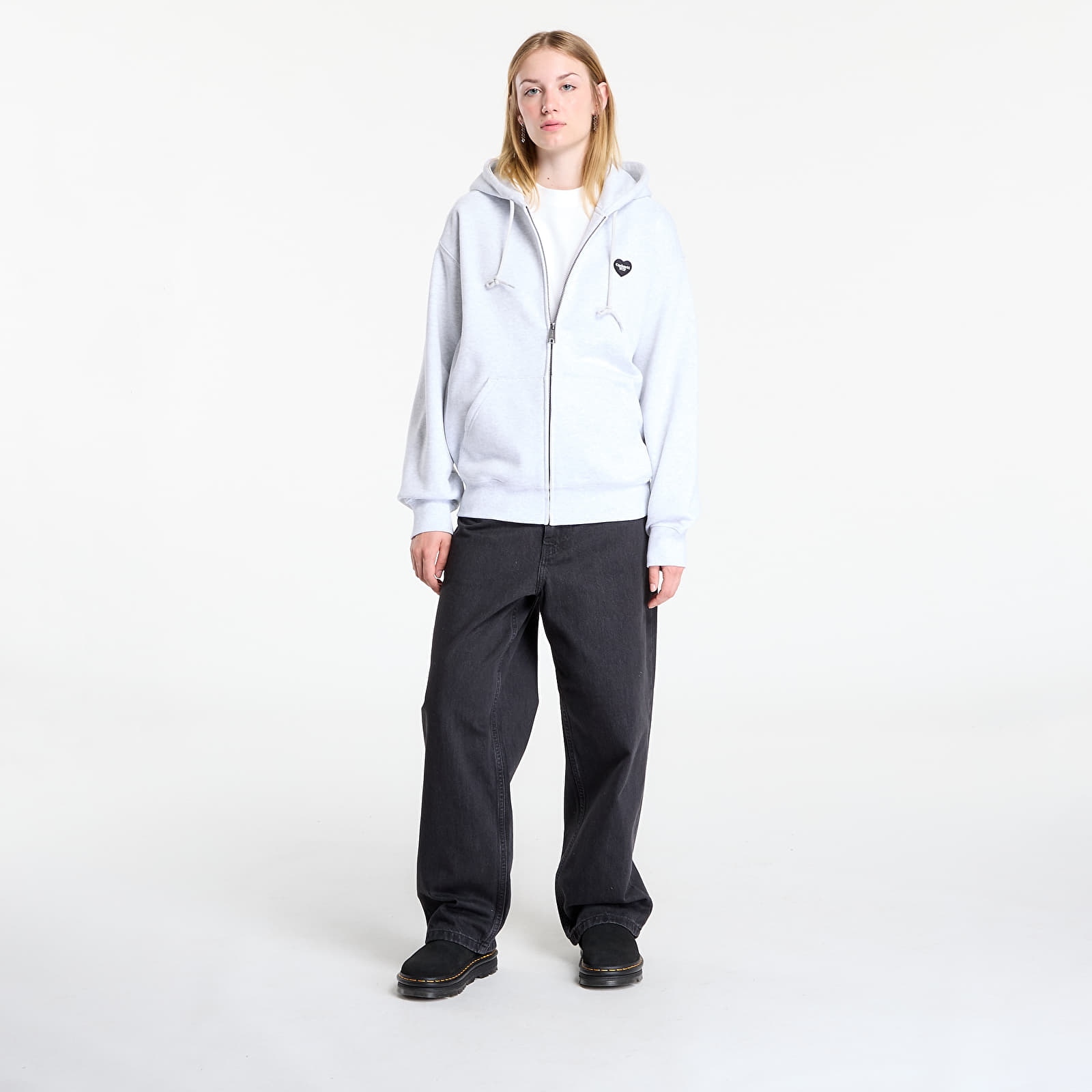 Mikiny Carhartt WIP Hooded Heart II Hartt Sweat Jacket Ash Heather