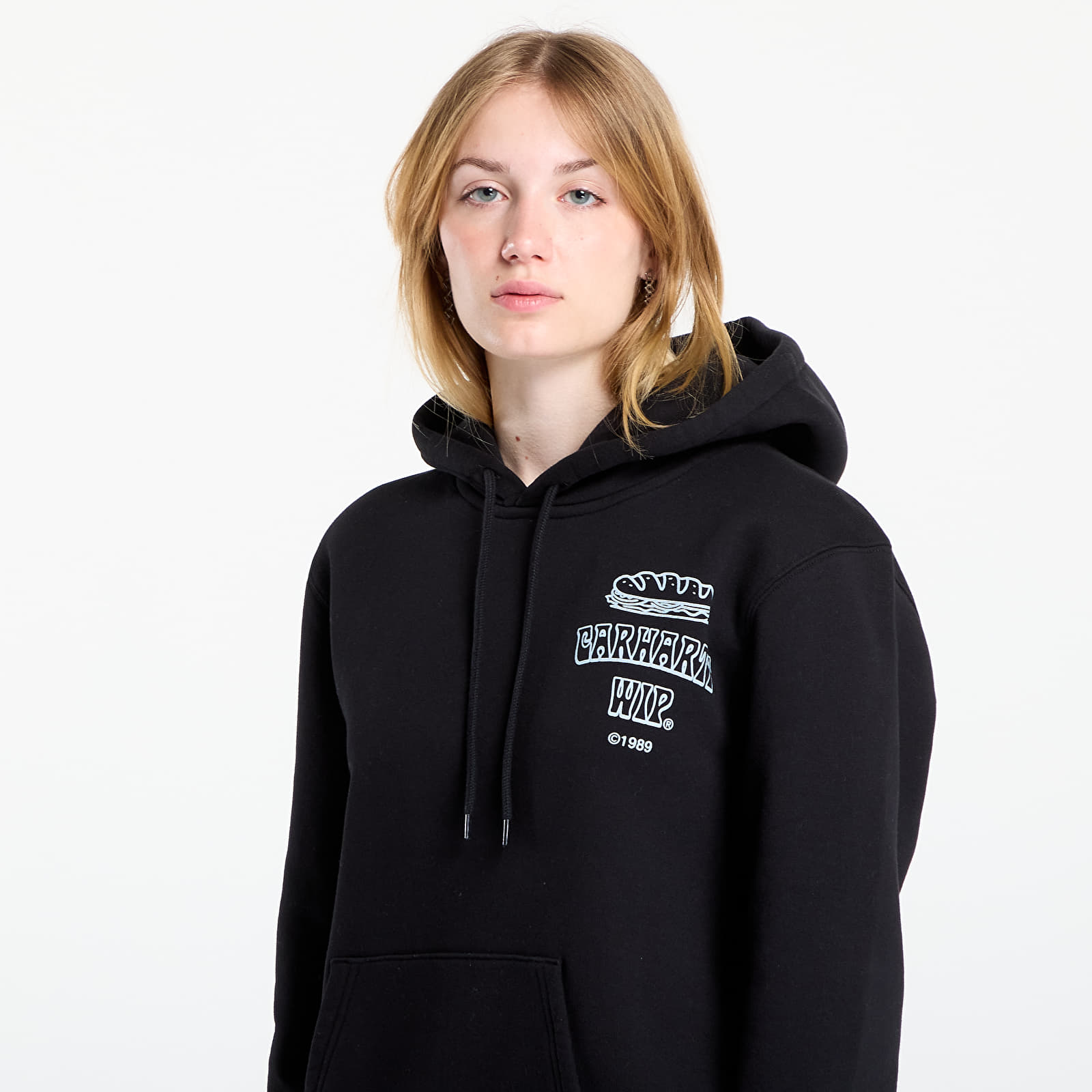 Men's sweatshirts Carhartt WIP Hooded Sandwich Sweat Black/ Blue Fog