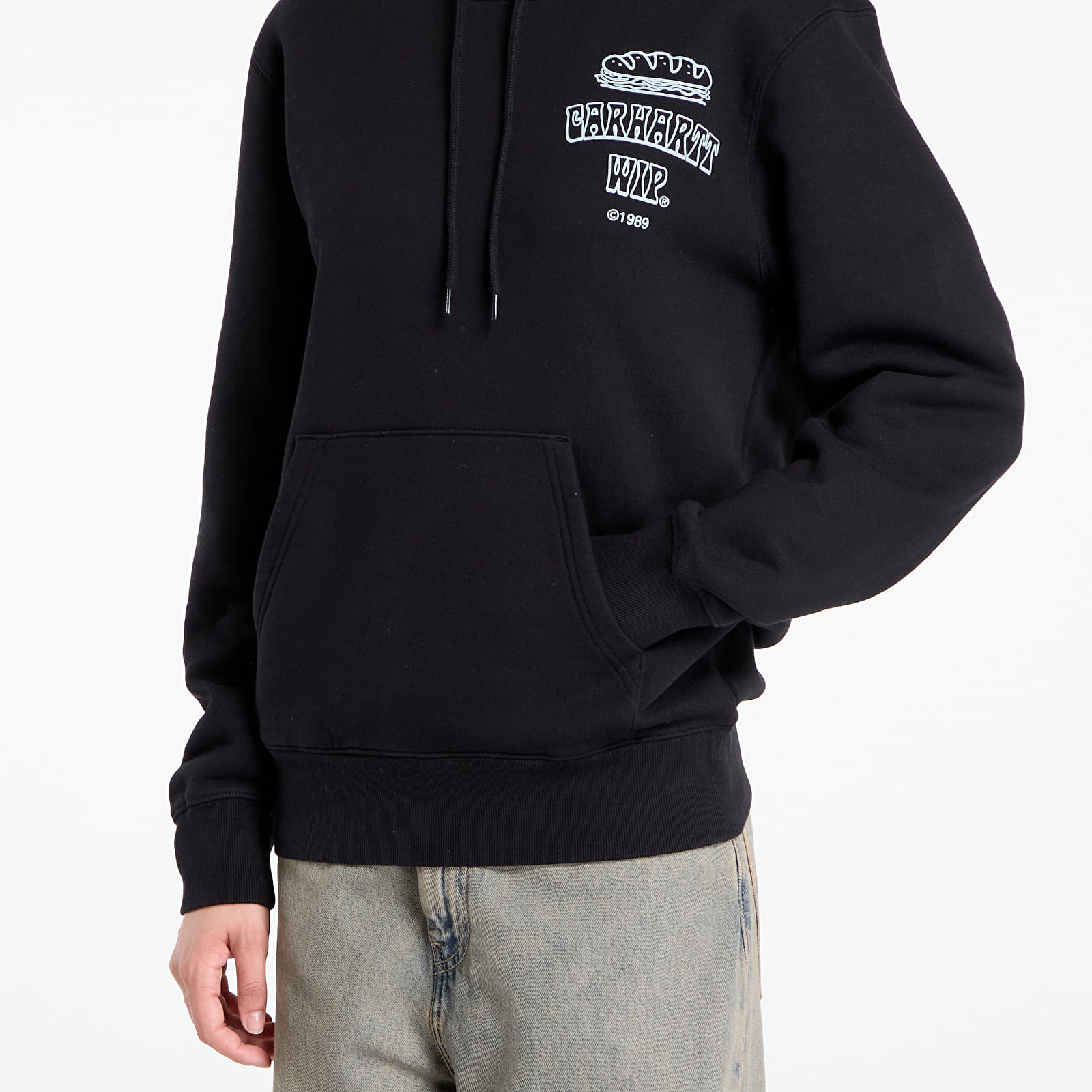 Men's sweatshirts Carhartt WIP Hooded Sandwich Sweat Black/ Blue Fog