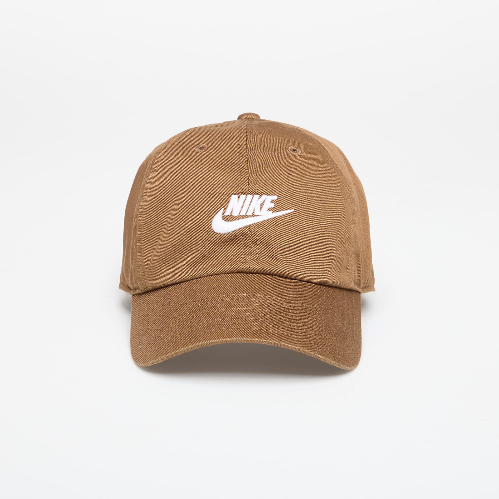 Gorras de hombre Nike Club Unstructured Futura Wash Cap Mosswood Brown/ White