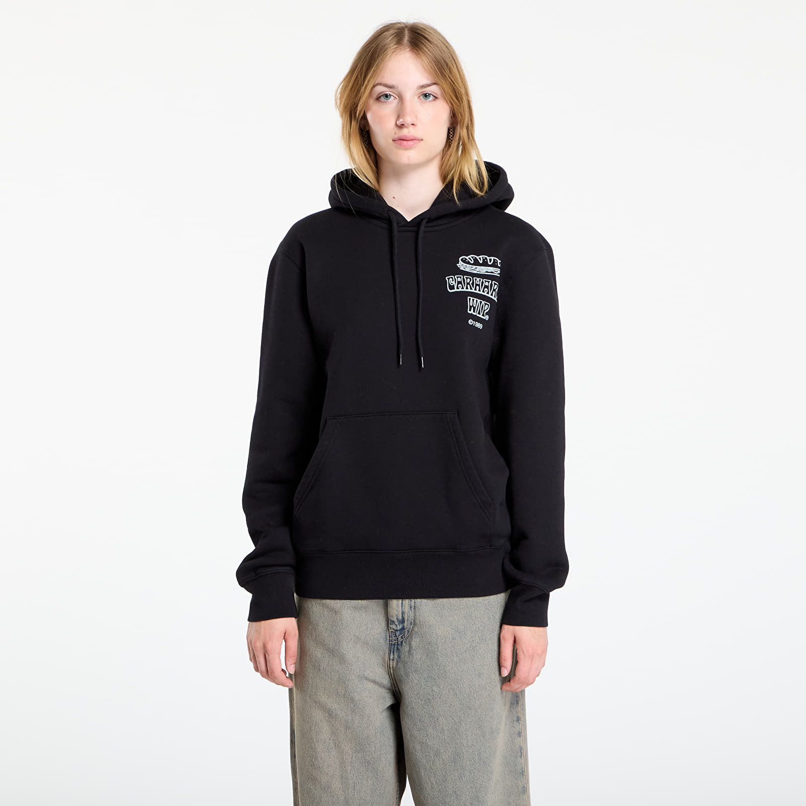 Men's sweatshirts Carhartt WIP Hooded Sandwich Sweat Black/ Blue Fog