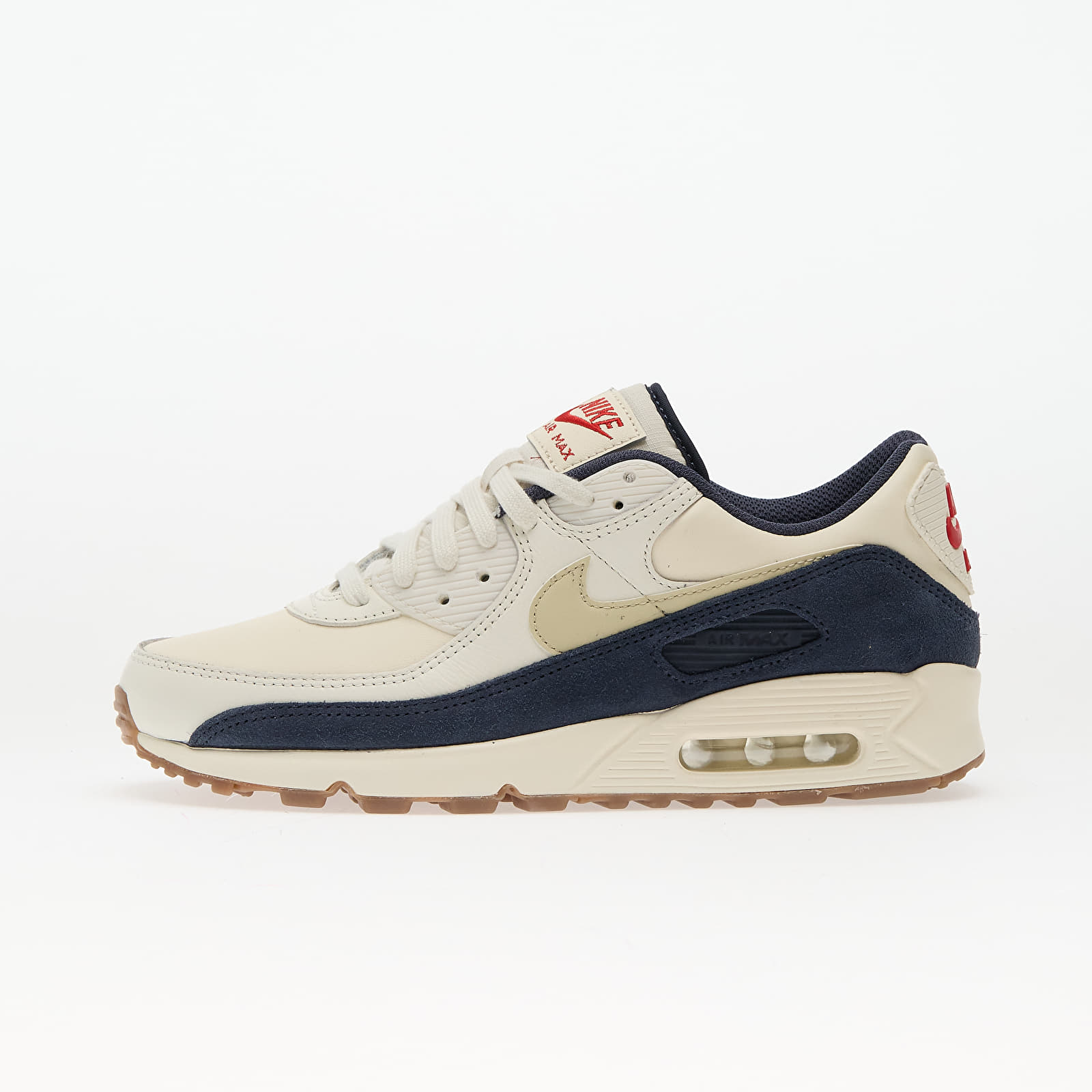 Turnschuhe und Schuhe für Männer Nike Air Max 90 Prm Pale Ivory/ Lt Khaki-Thunder Blue-Sail-Gum Dk Brown-Univ Red