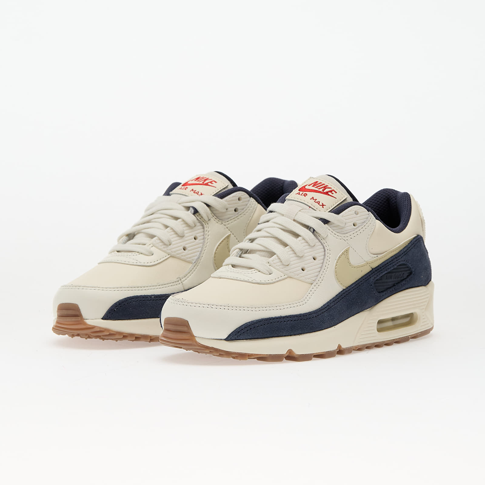 Turnschuhe und Schuhe für Männer Nike Air Max 90 Prm Pale Ivory/ Lt Khaki-Thunder Blue-Sail-Gum Dk Brown-Univ Red