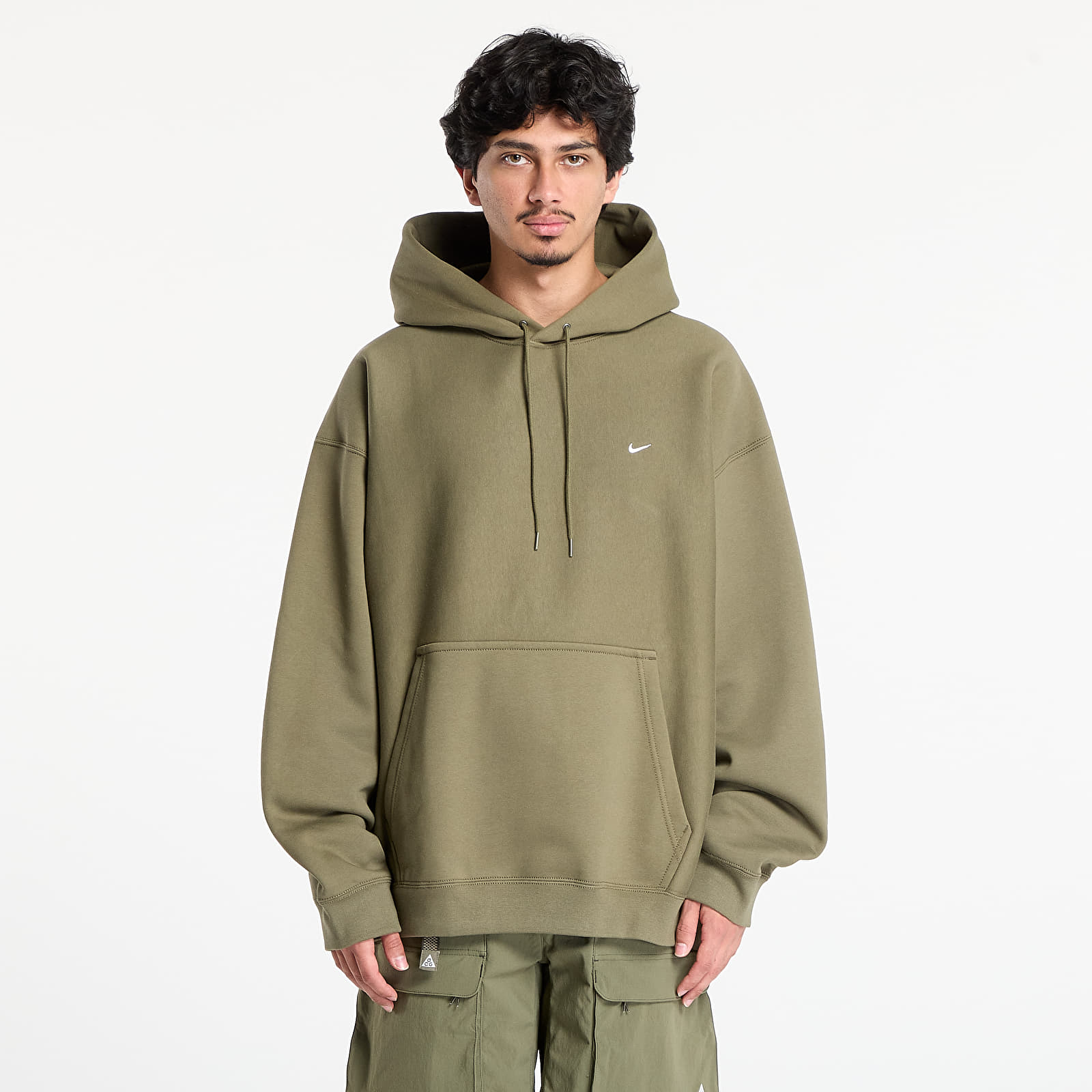 Hoodies and sweatshirts Nike Solo Swoosh Men's Pullover Hoodie Medium Olive/ Medium Olive/ White