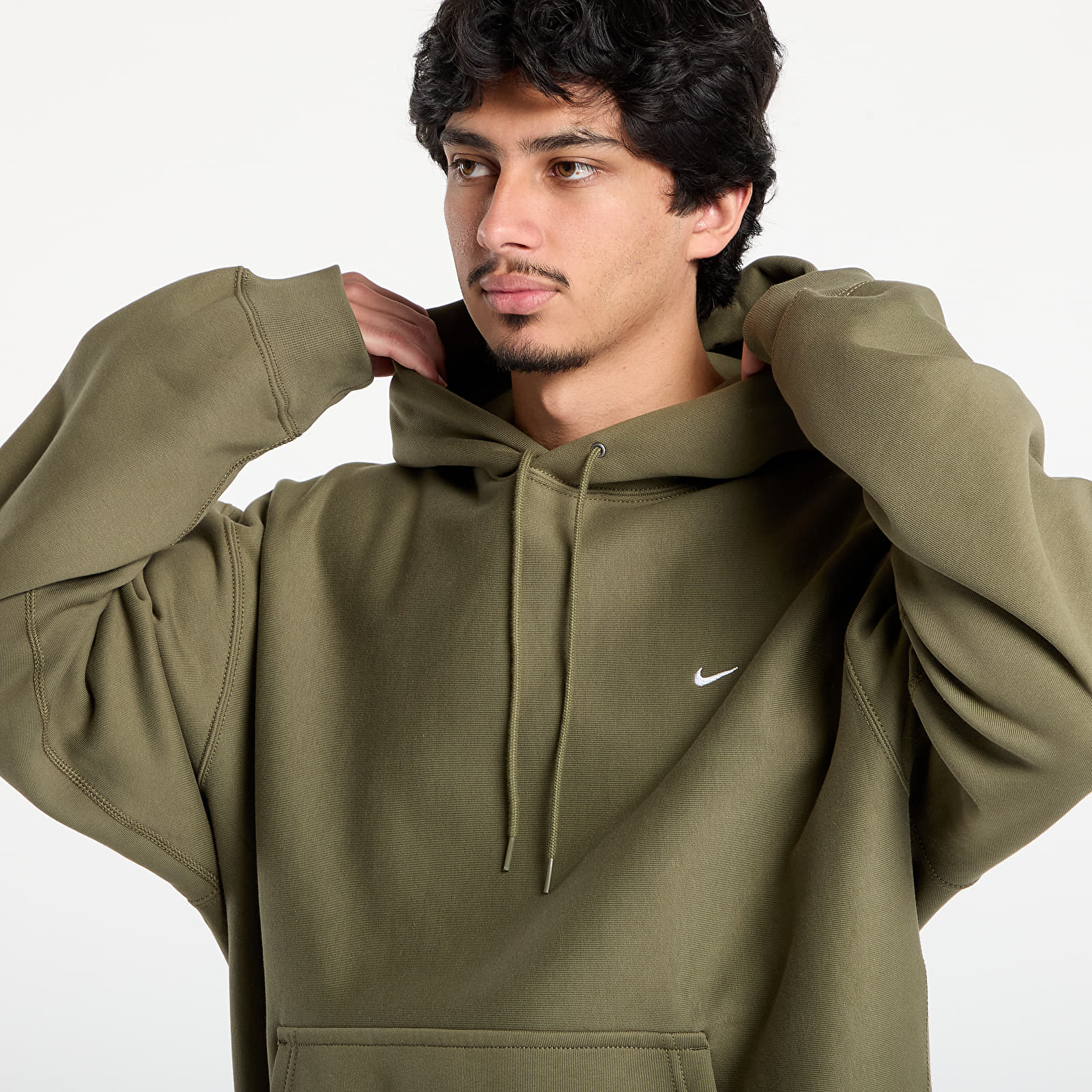 Hoodies and sweatshirts Nike Solo Swoosh Men's Pullover Hoodie Medium Olive/ Medium Olive/ White