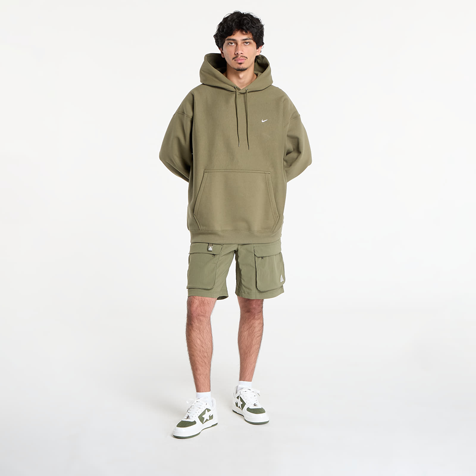 Hoodies and sweatshirts Nike Solo Swoosh Men's Pullover Hoodie Medium Olive/ Medium Olive/ White