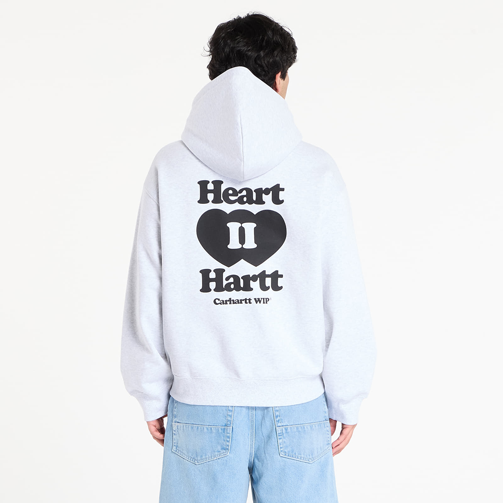 Mikiny Carhartt WIP Hooded Heart II Hartt Sweat Jacket Ash Heather