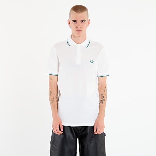 FRED PERRY Twin Tipped Fred Perry Shirt UNISEX Snow White /Track Blue /Sport Green