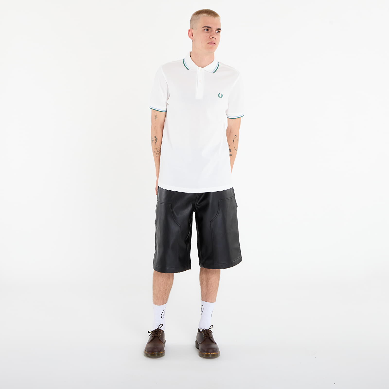 Camisetas de hombre FRED PERRY Twin Tipped Fred Perry Shirt UNISEX Snow White /Track Blue /Sport Green
