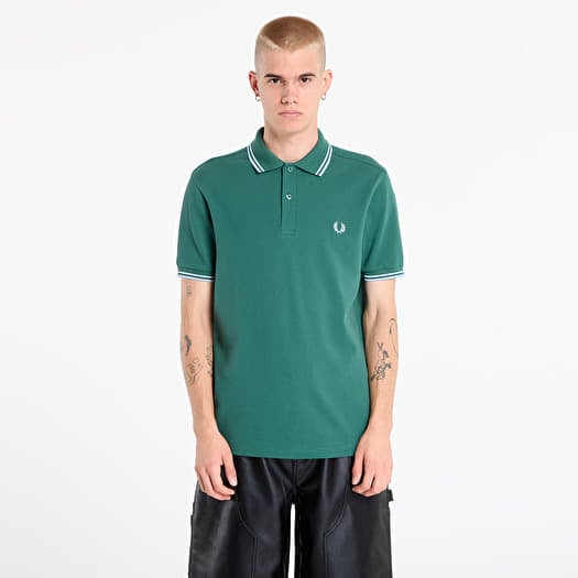 FRED PERRY Twin Tipped Fred Perry Shirt Sport Green /Track Blue /Track Blue