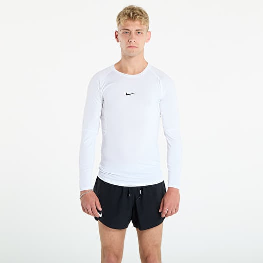 T-shirt Nike Pro Men's Dri-FIT Tight Long-Sleeve Fitness Top White/ Black