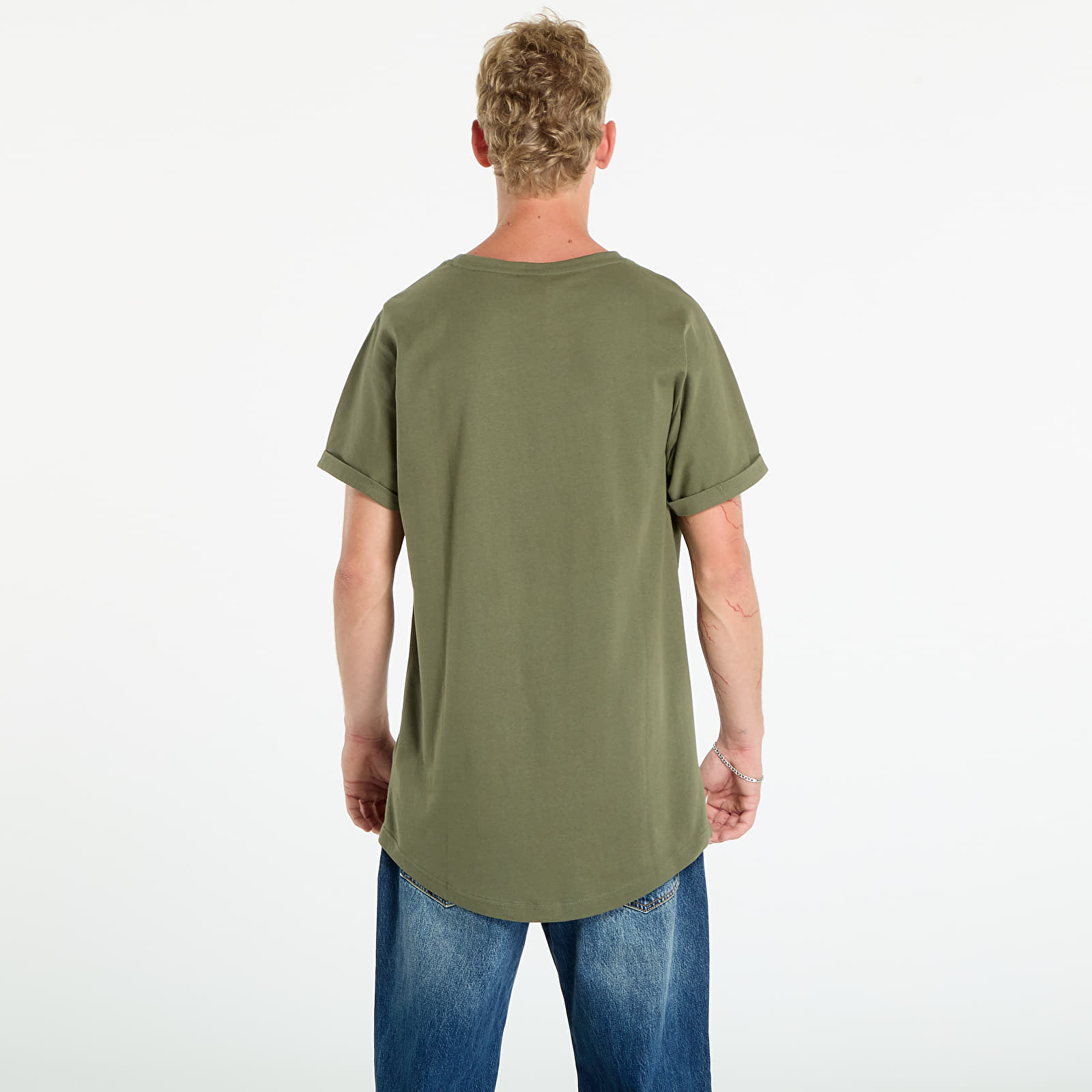 T-shirts Urban Classics Long Shaped Turnup Olive