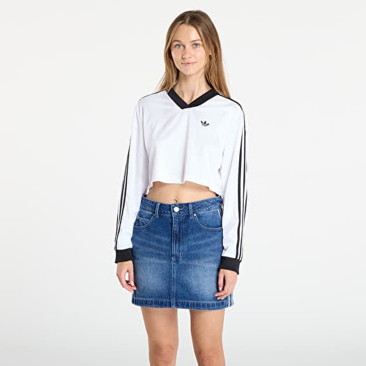 T-shirt adidas Adicolor Football Jacquard Crop Long-Sleeve Top White