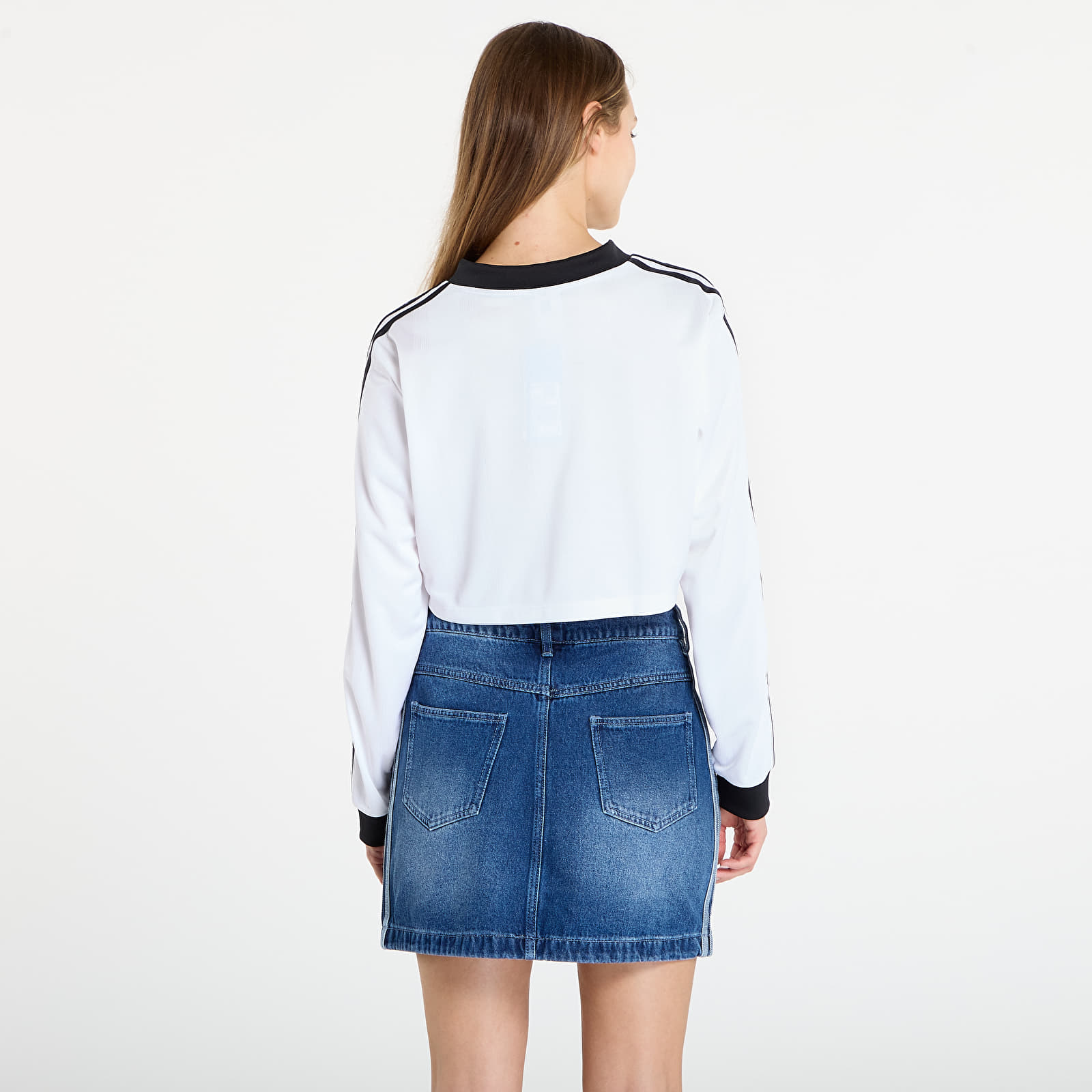 Ženske majice  adidas Adicolor Football Jacquard Crop Long-Sleeve Top White