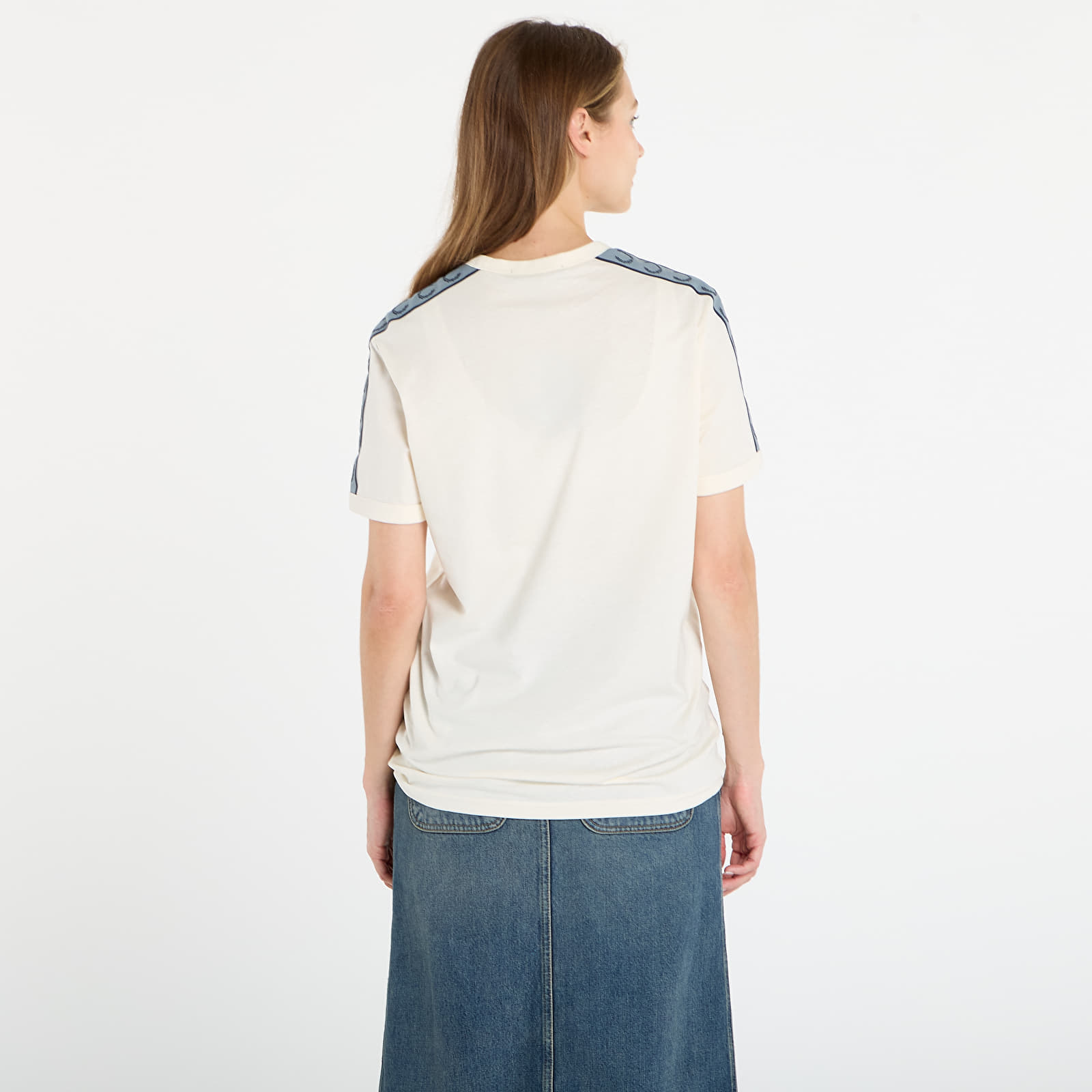 Magliette da uomo FRED PERRY Contrast Tape Ringer T-Shirt UNISEX Ecru/ Navy