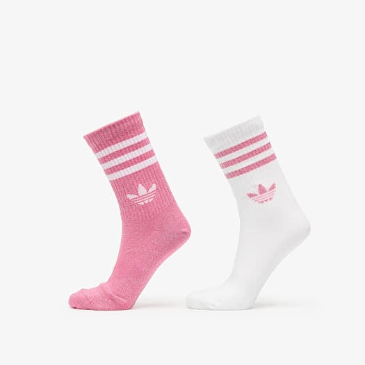 adidas 3-Stripes Glitter Crew Socks 2-Pack Pink Fusion
