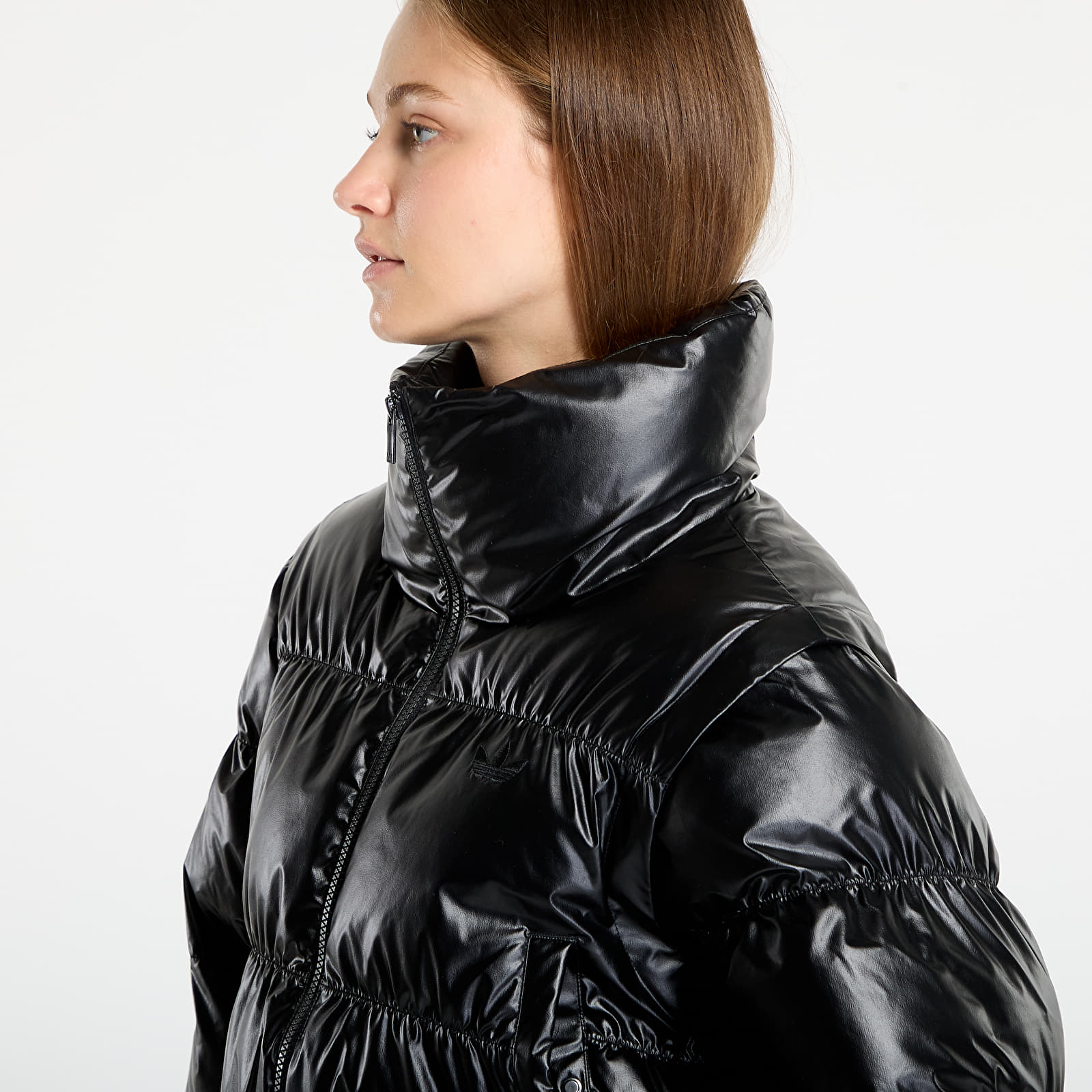 Jachete pentru femei adidas Essentials Glossy 2-In-1 Cropped Puffer Black