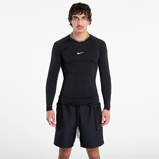 T-shirt Nike Pro Men's Dri-FIT Tight Long-Sleeve Fitness Top Black/ White