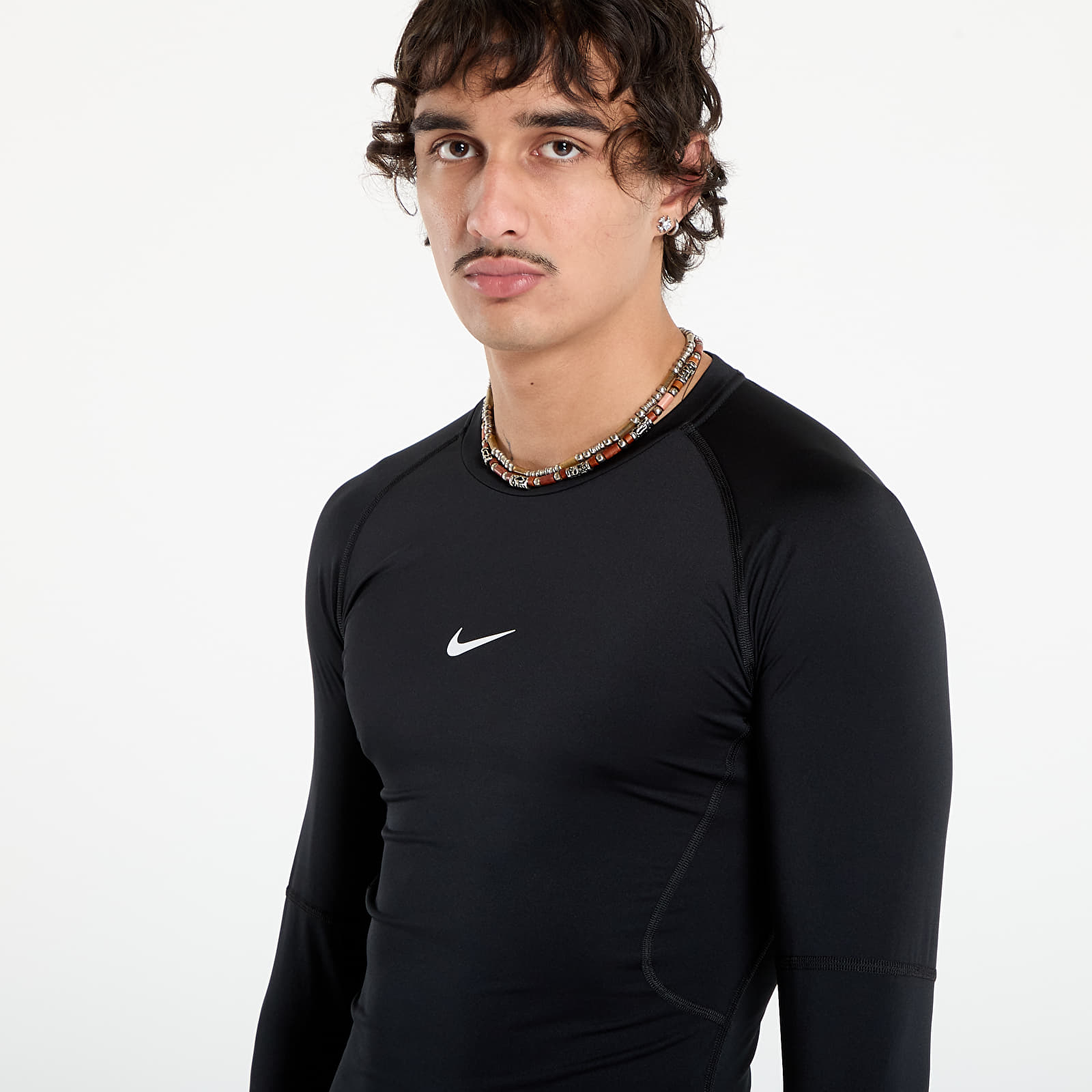 T-Shirts Männer Nike Pro Men's Dri-FIT Tight Long-Sleeve Fitness Top Black/ White