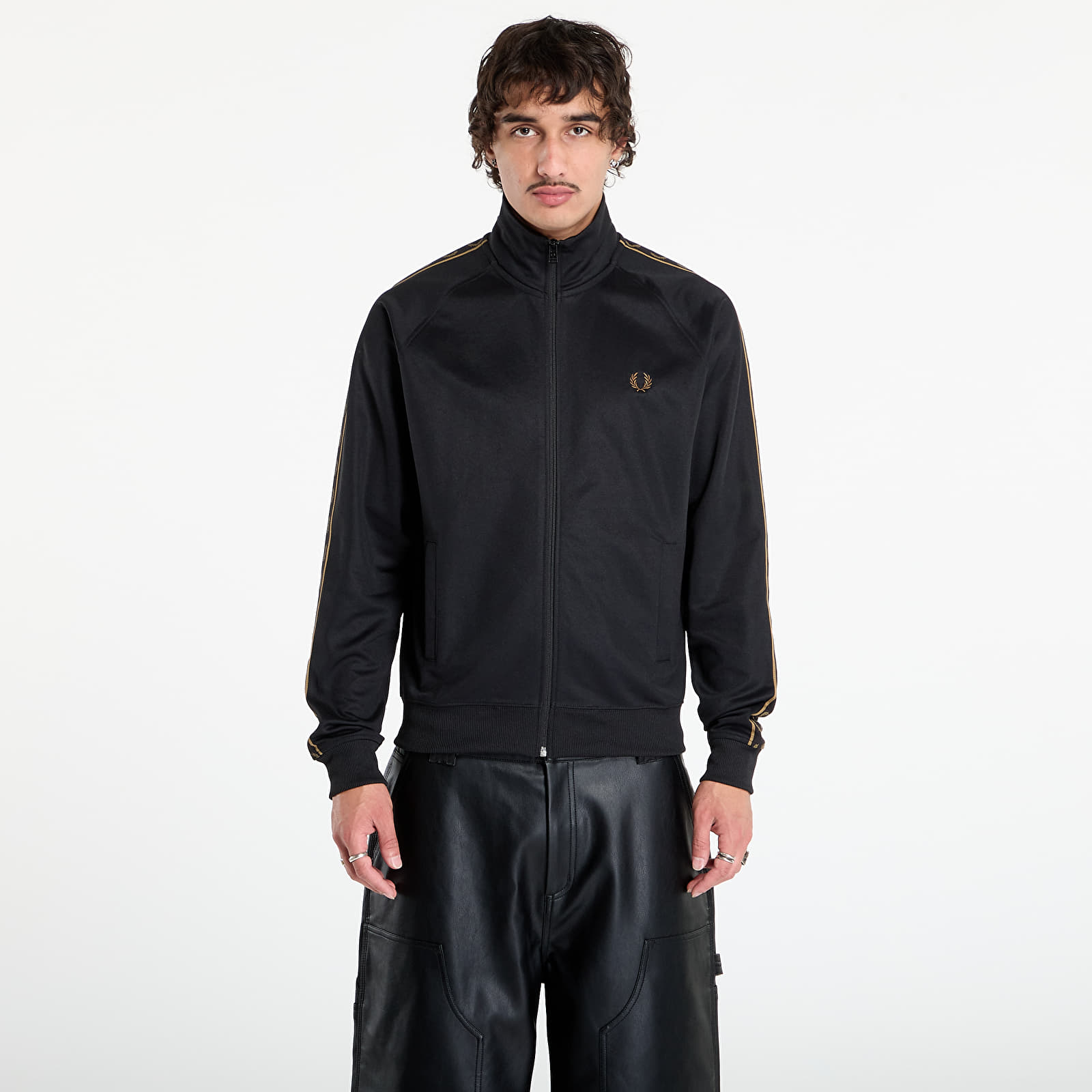 Herren-Sweatshirts FRED PERRY Contrast Tape Track Jacket Black/ Shadedston