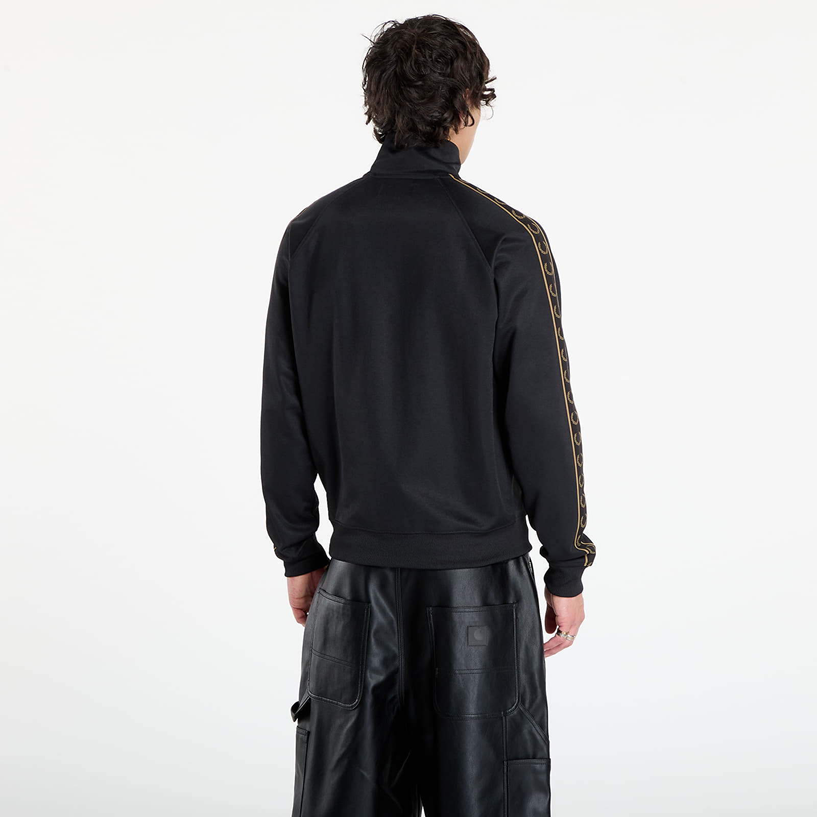 Herren-Sweatshirts FRED PERRY Contrast Tape Track Jacket Black/ Shadedston