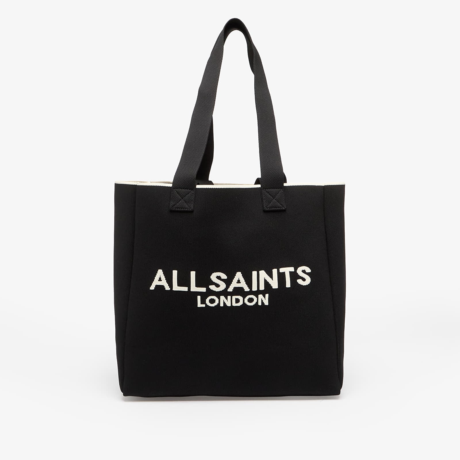 AllSaints Izzy Large Logo Knitted Tote Bag Black Universal