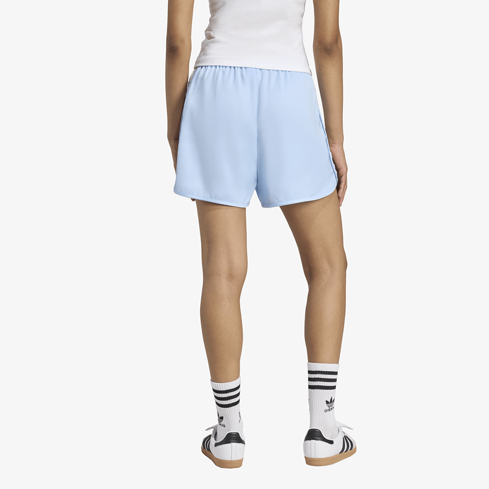 Shorts für Frauen adidas Originals Satin Shorts Ruffle 3-Stripes Clear Sky/ Grey Three