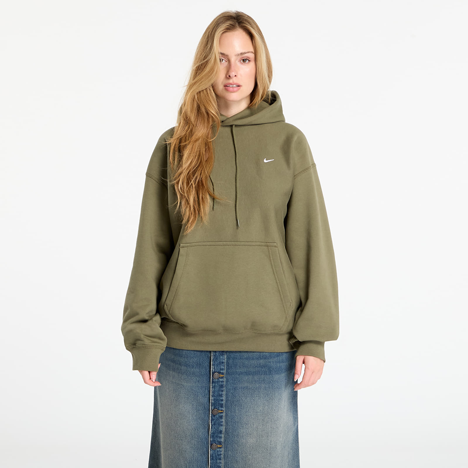 Hoodies and sweatshirts Nike Solo Swoosh Men's Pullover Hoodie Medium Olive/ Medium Olive/ White