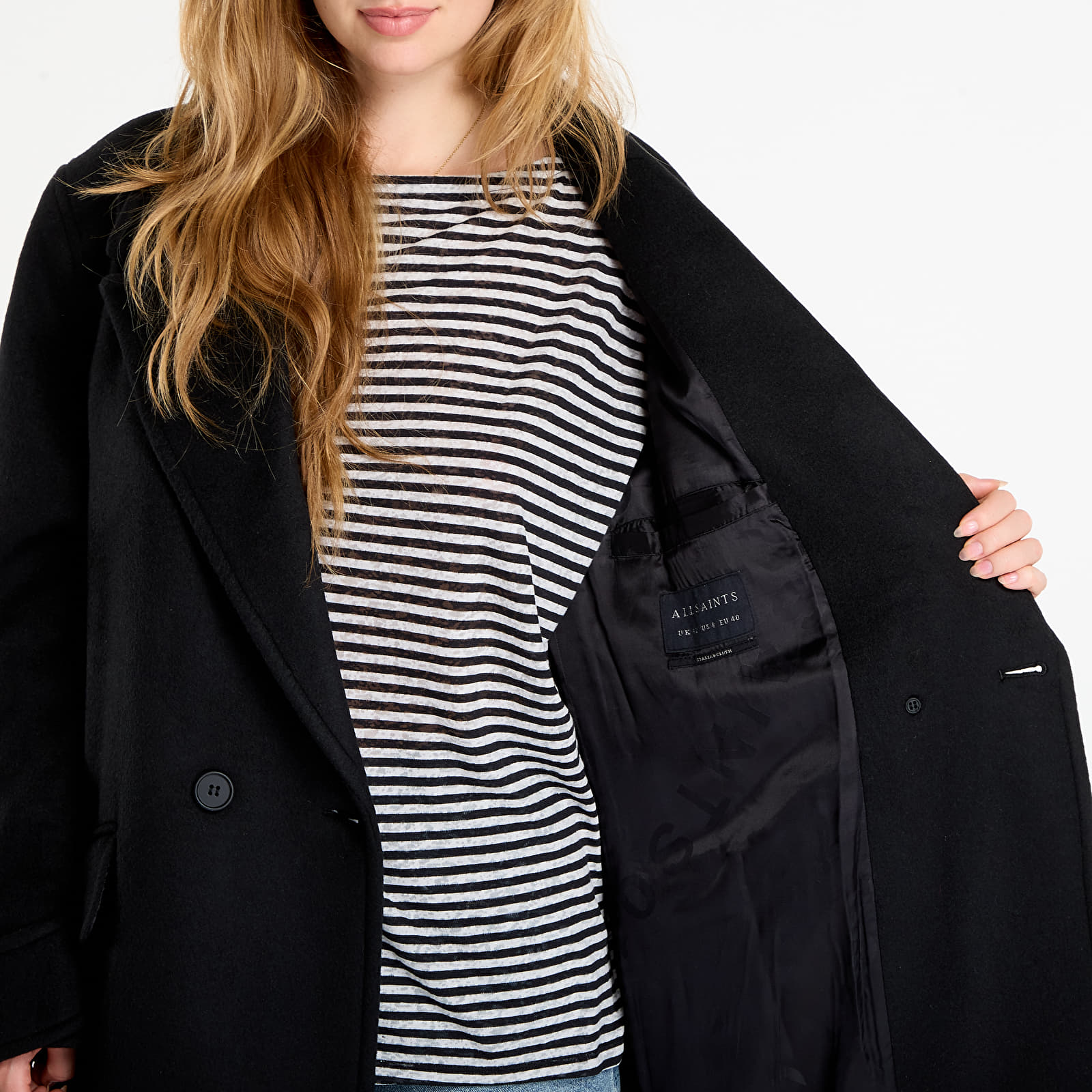 Coats AllSaints Mabel Double Breasted Oversized Coat Black